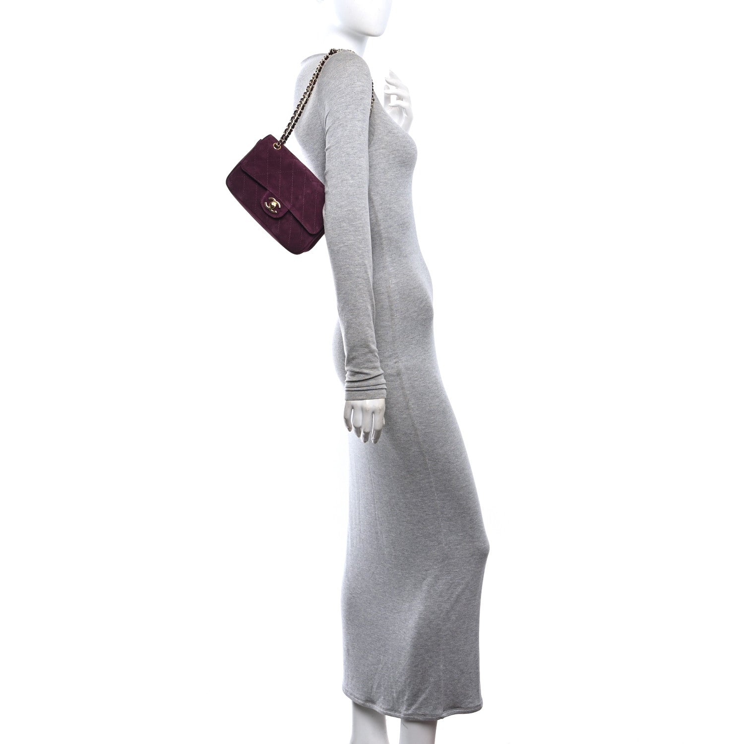 Suede Calfskin Mini Souplissimo Flap Burgundy — view 2