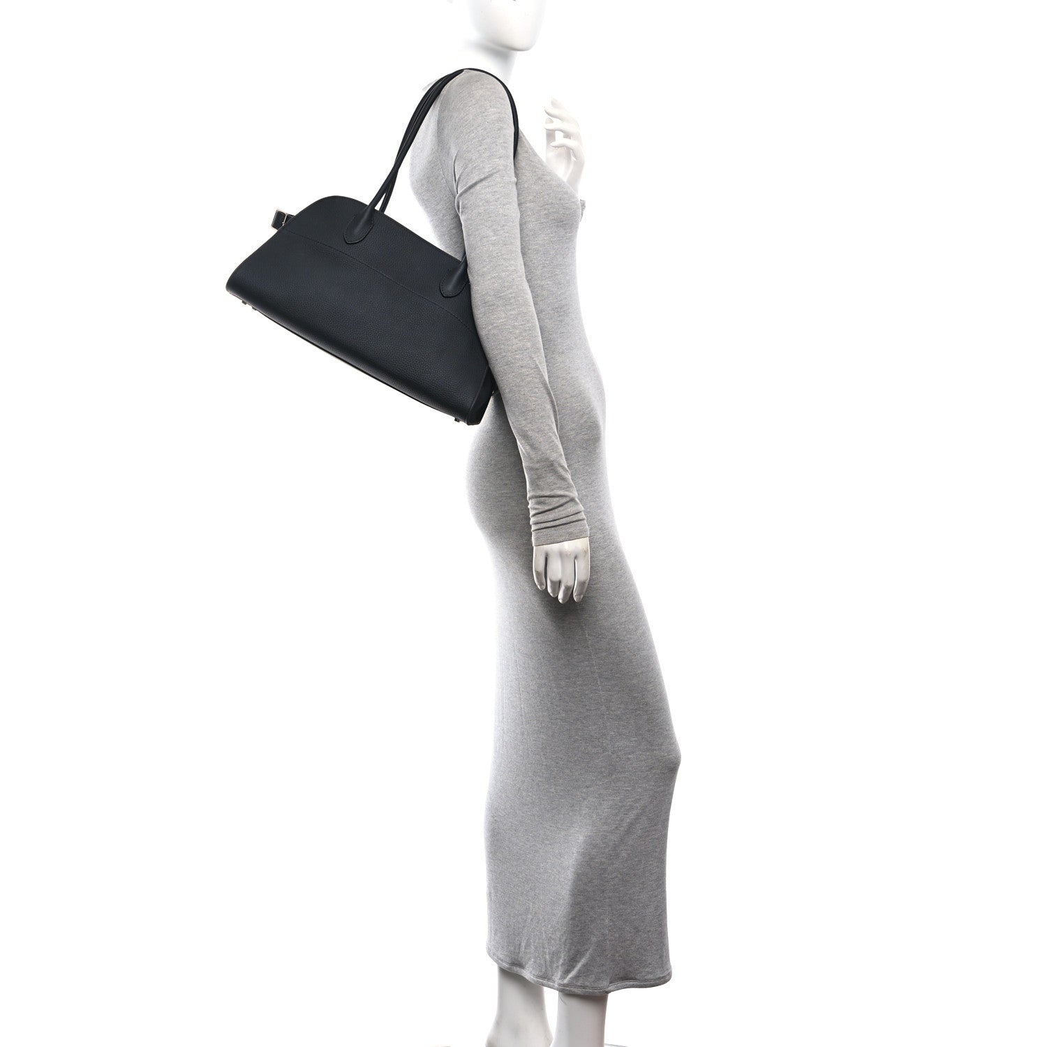 Matte Grained Calfskin Margaux Shoulder 12 Black — view 2