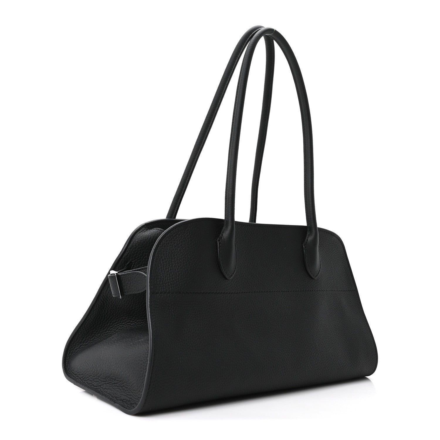 Matte Grained Calfskin Margaux Shoulder 12 Black — view 3