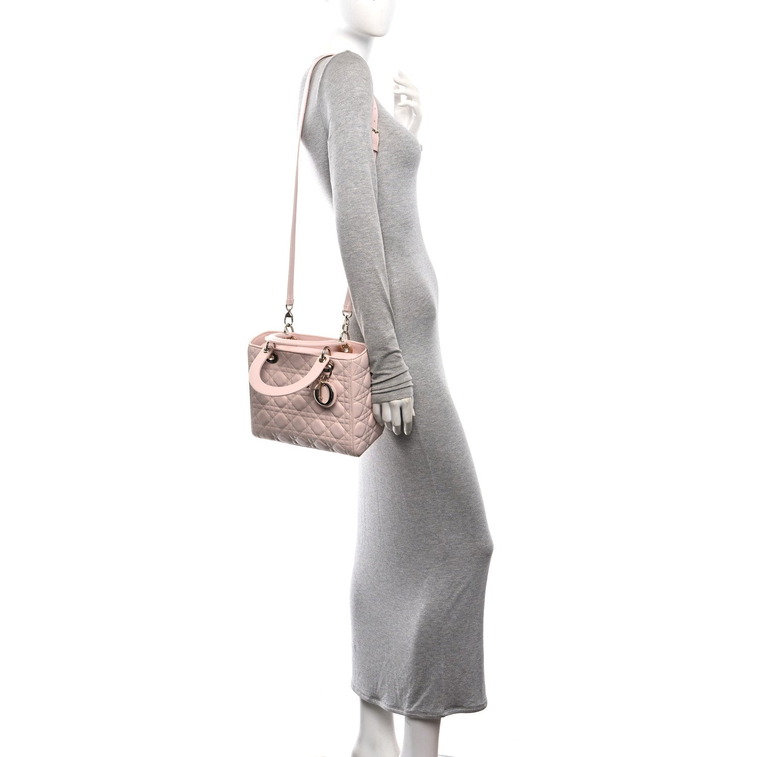 Lambskin Cannage Medium Lady Dior Light Pink — view 2