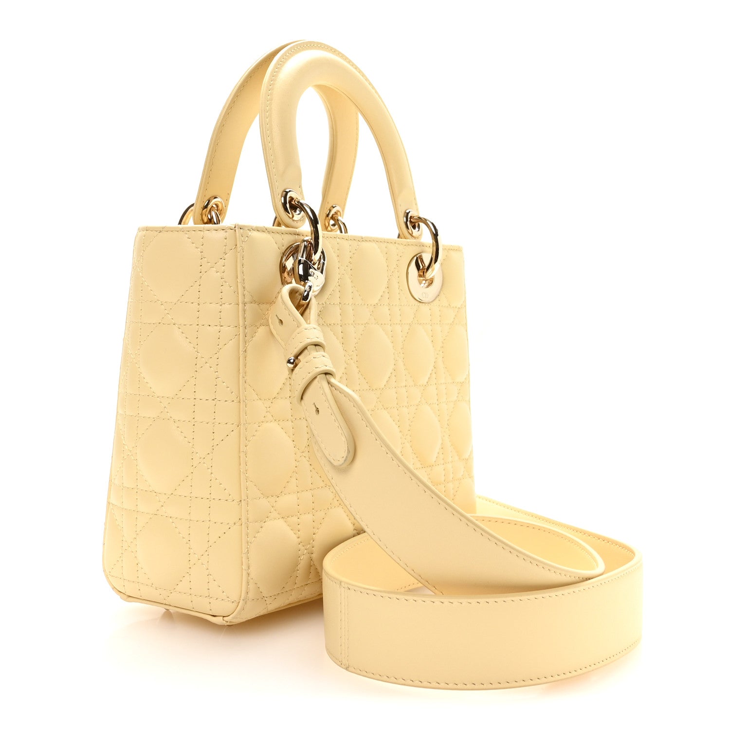 Lambskin Cannage Small Lucky Badges My Lady Dior Light Yellow — view 2