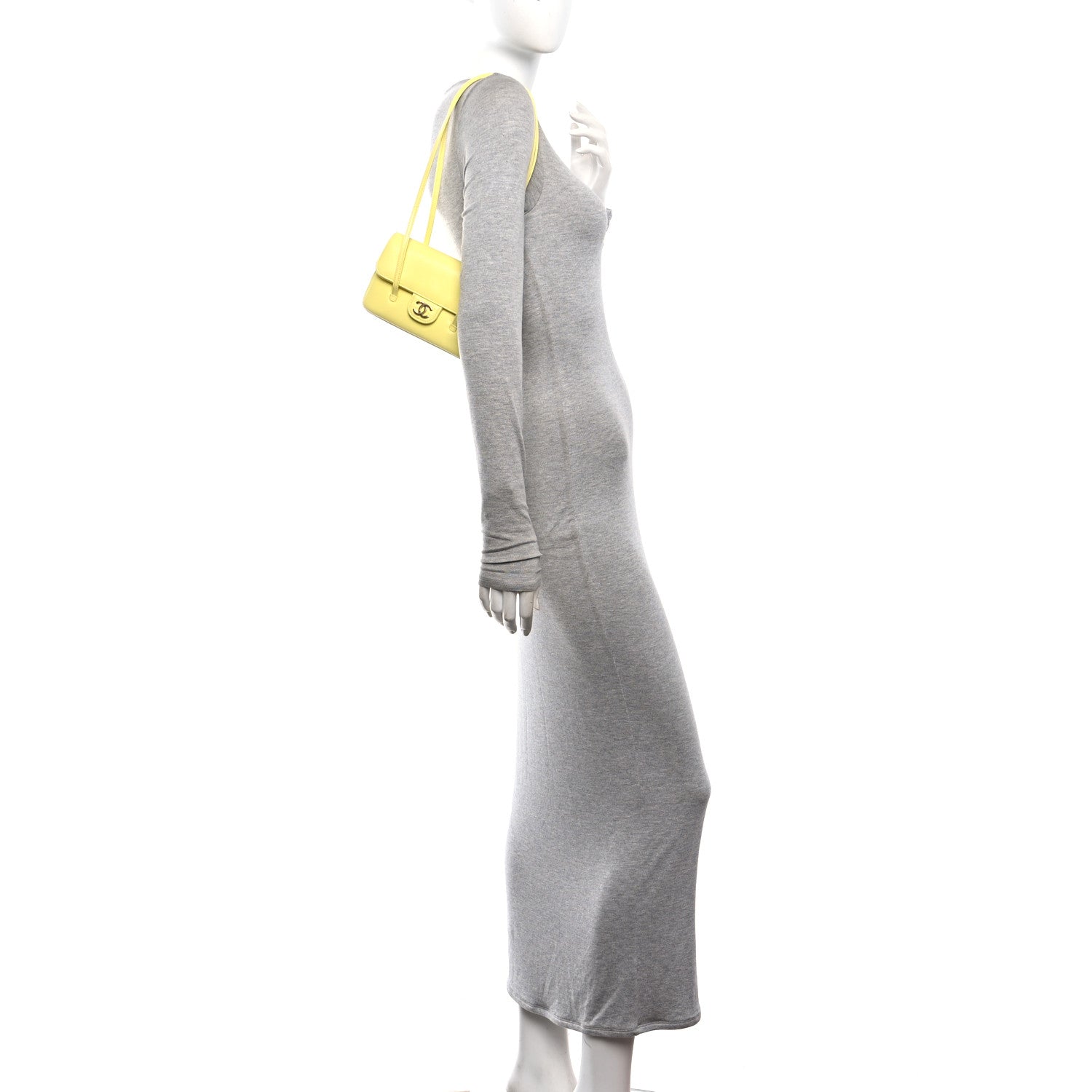 Shiny Caviar Mini Preppy Coco Shoulder Bag Light Yellow — view 2