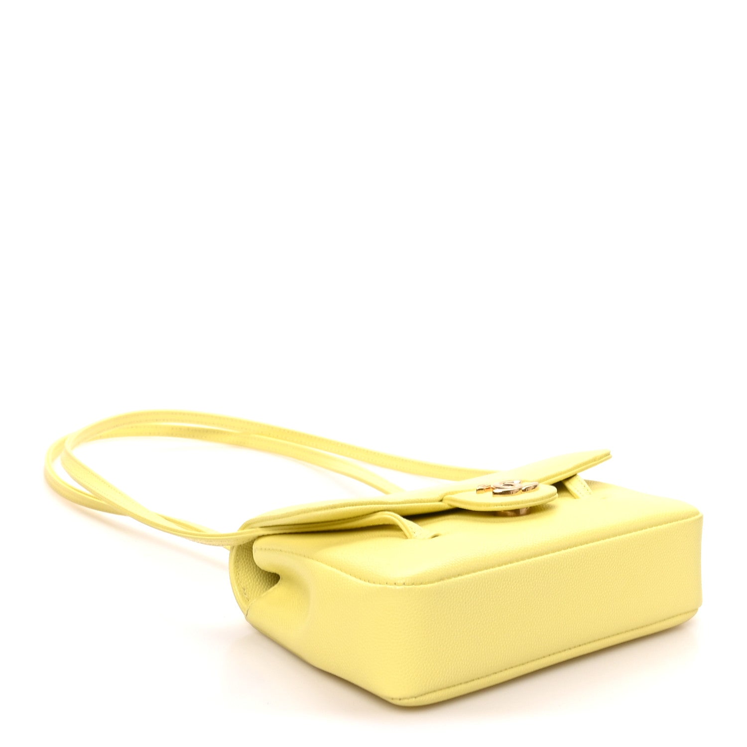 Shiny Caviar Mini Preppy Coco Shoulder Bag Light Yellow — view 4
