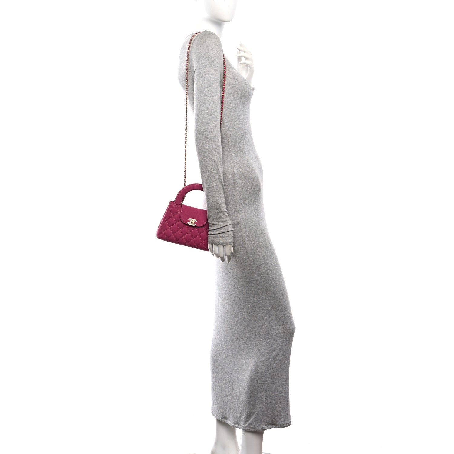 Denim Quilted Nano Kelly Shopper Fuchsia — view 2