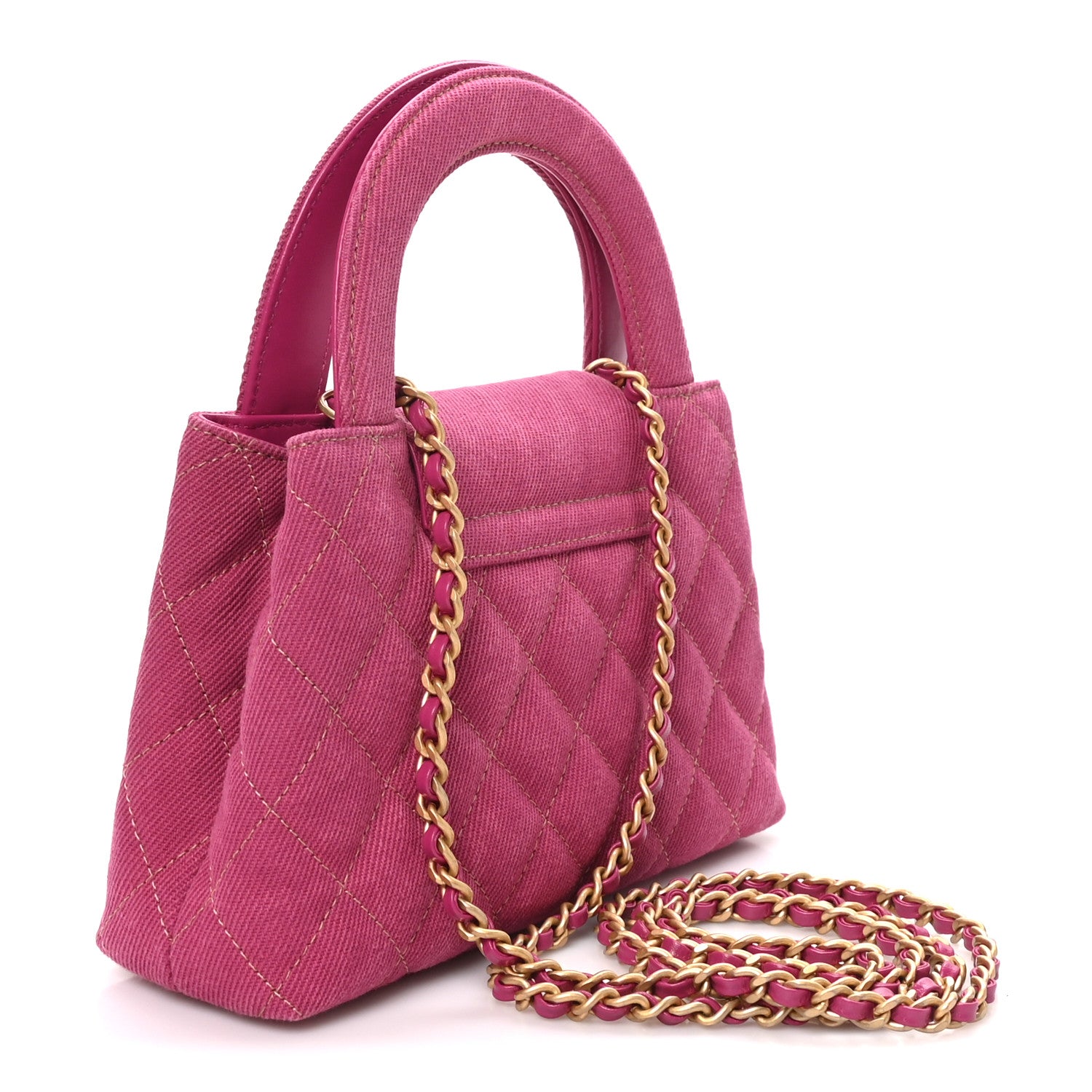 Denim Quilted Nano Kelly Shopper Fuchsia — view 3