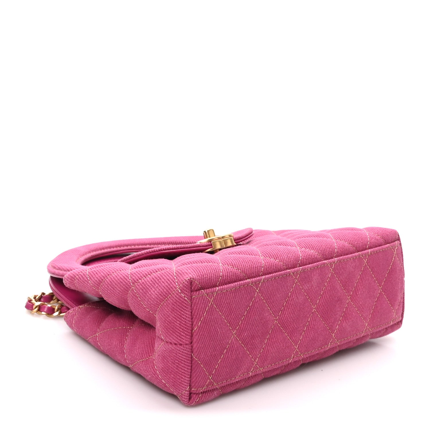 Denim Quilted Nano Kelly Shopper Fuchsia — view 4
