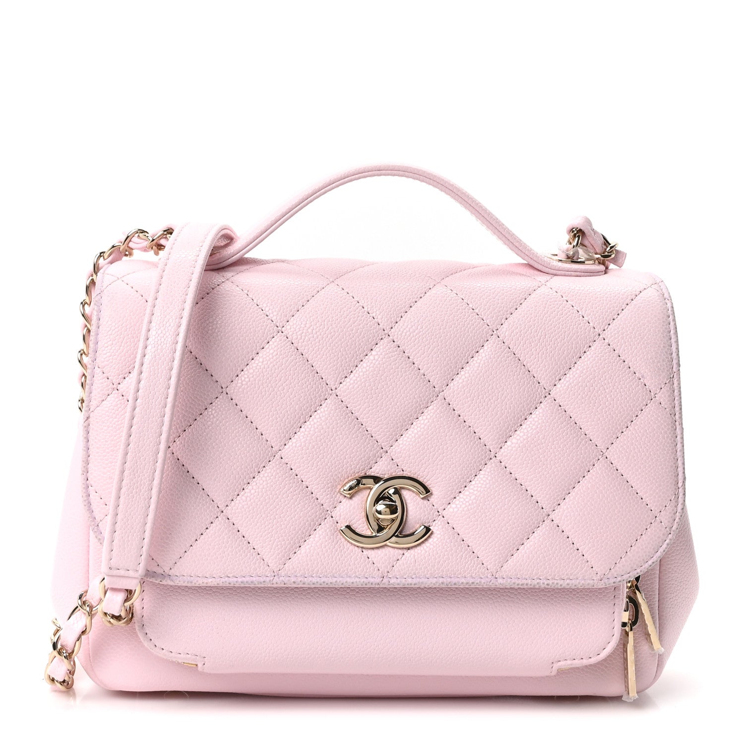 Caviar Quilted Medium Business Affinity Flap Light Pink