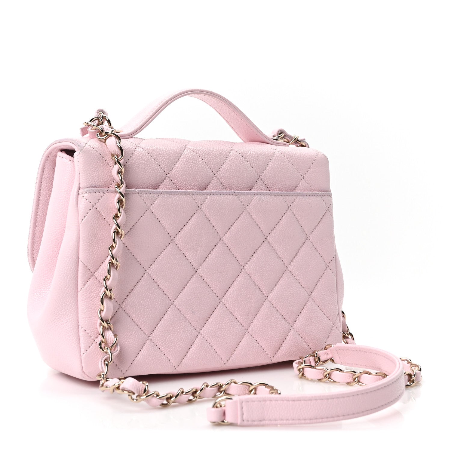 Caviar Quilted Medium Business Affinity Flap Light Pink — view 3