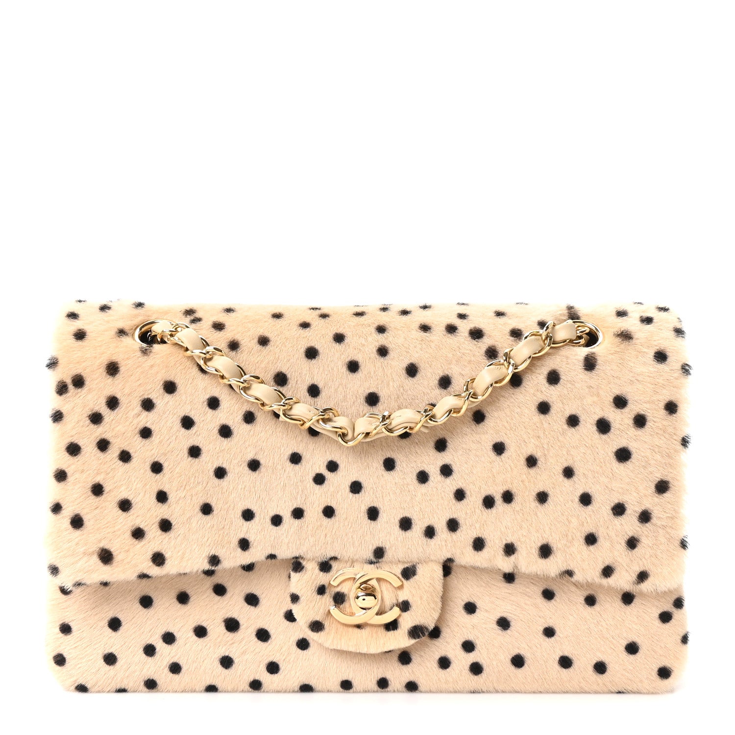 Pony Hair Cheetah Printed Creative Fabrics Flap Light Beige Black — view 1