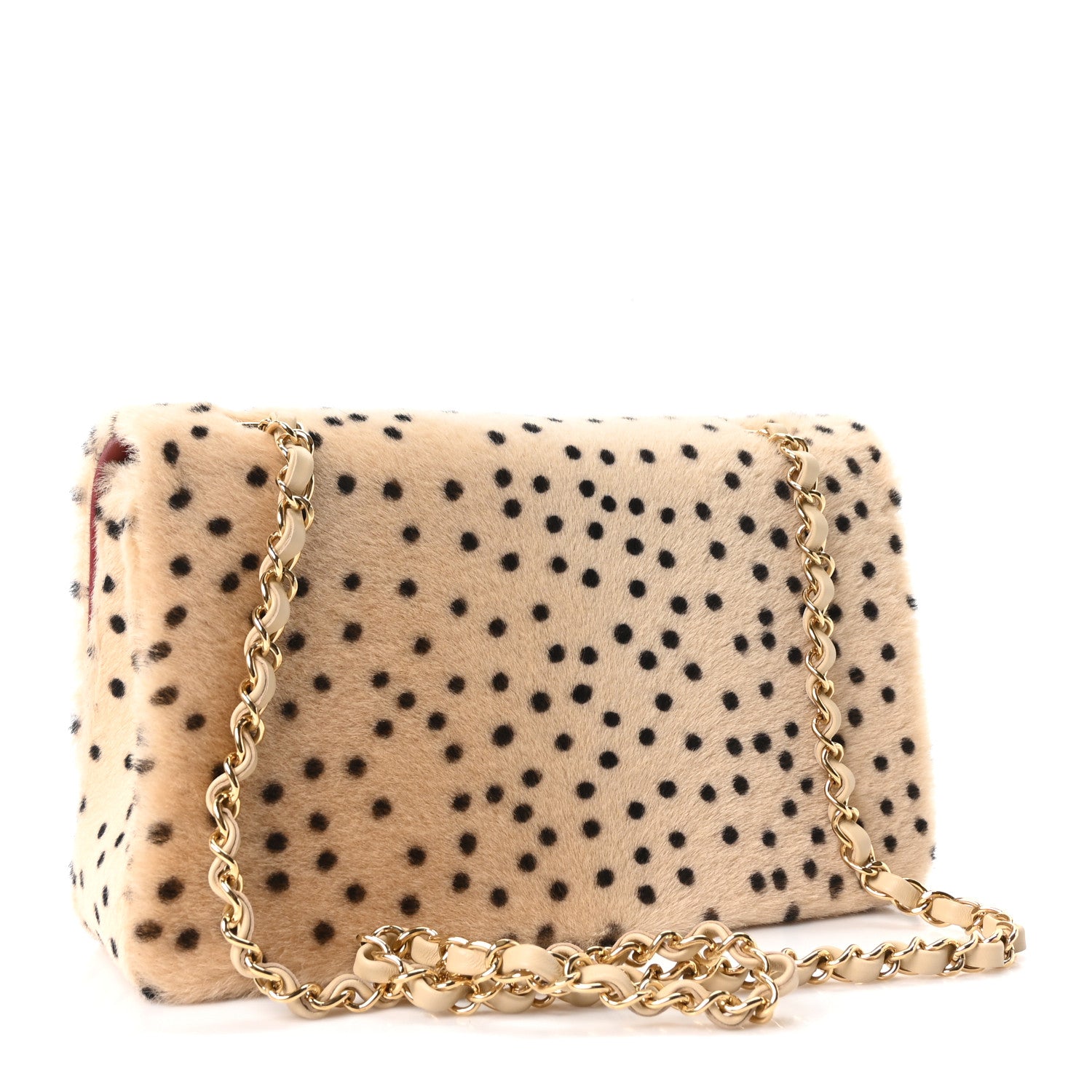 Pony Hair Cheetah Printed Creative Fabrics Flap Light Beige Black — view 3