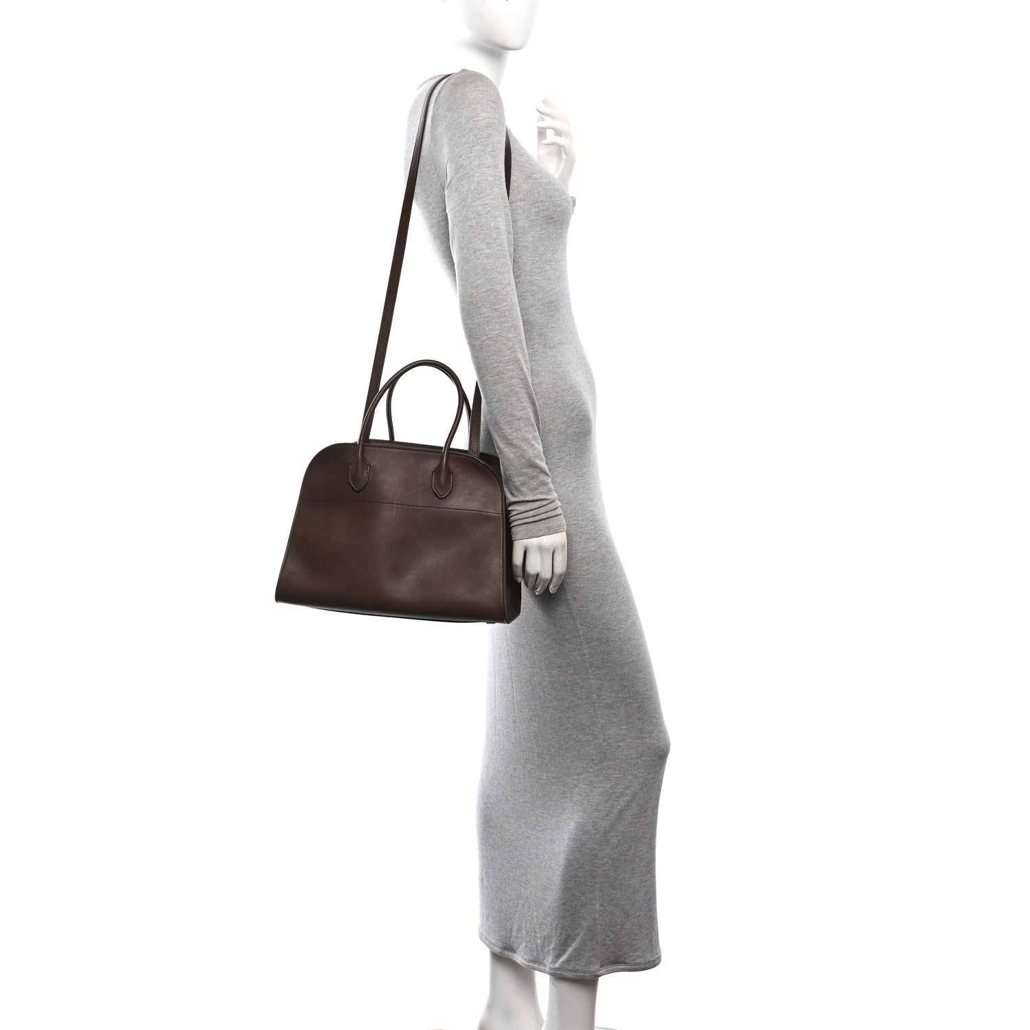 Polished Saddle Calfskin Soft Margaux 12 Dark Brown — view 2