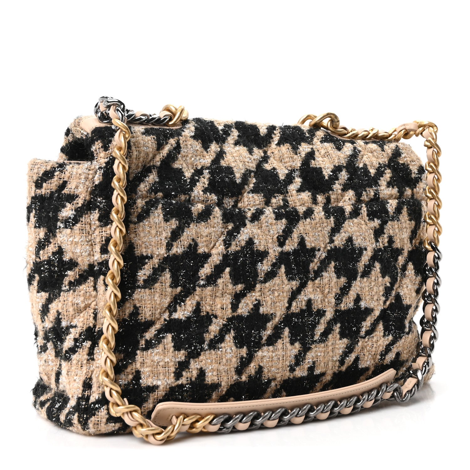 Tweed Maxi Chanel 19 Flap Beige Black — view 3