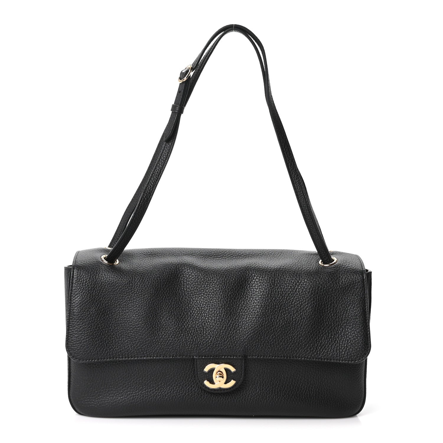 Grained Calfskin Small Souplissimo Maxi Flap Black