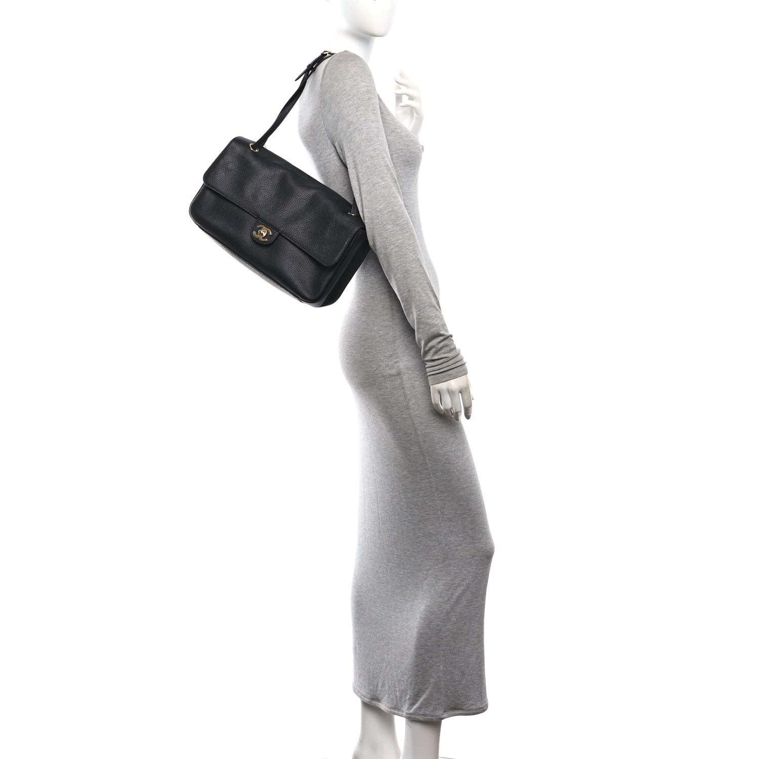 Grained Calfskin Small Souplissimo Maxi Flap Black — view 2
