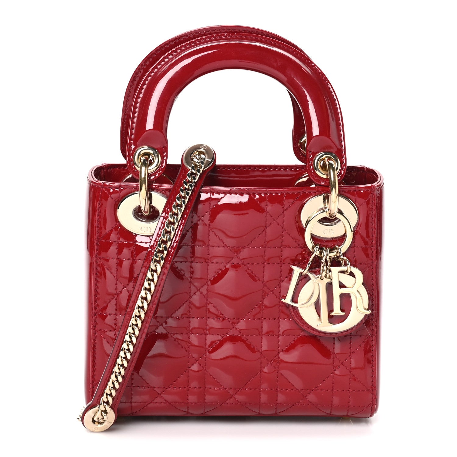 Patent Cannage Mini Lady Dior Red