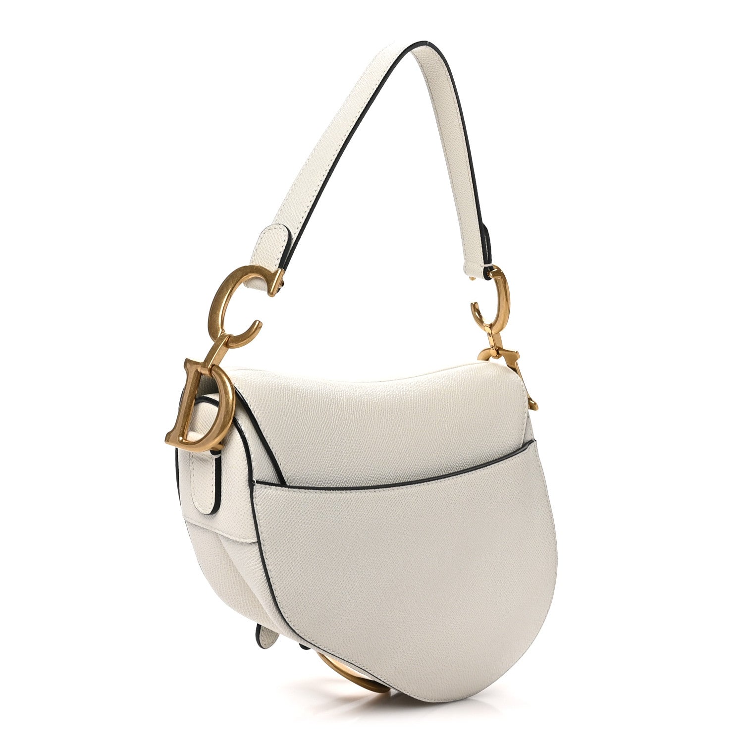 Grained Calfskin Saddle Bag White — view 3