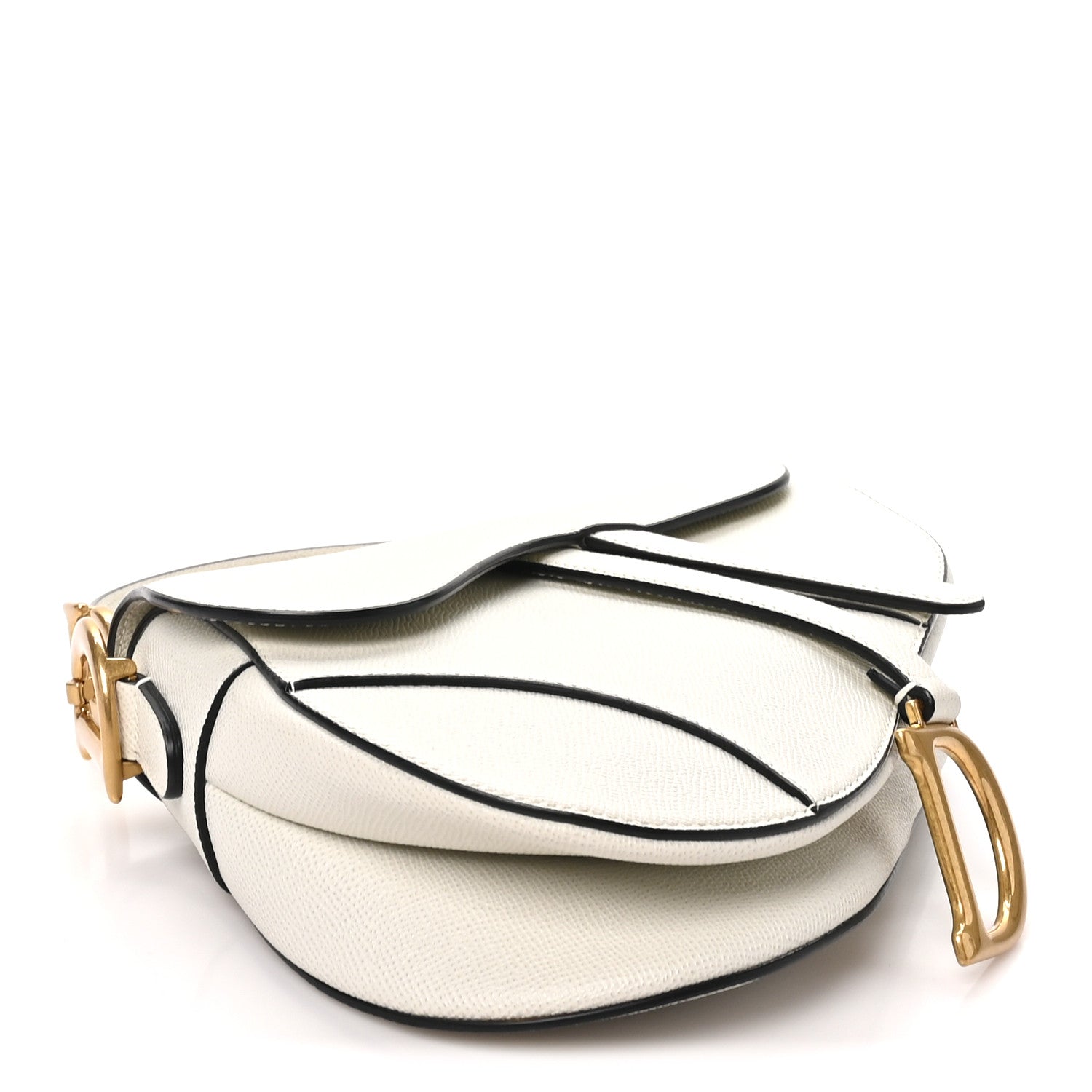 Grained Calfskin Saddle Bag White — view 4