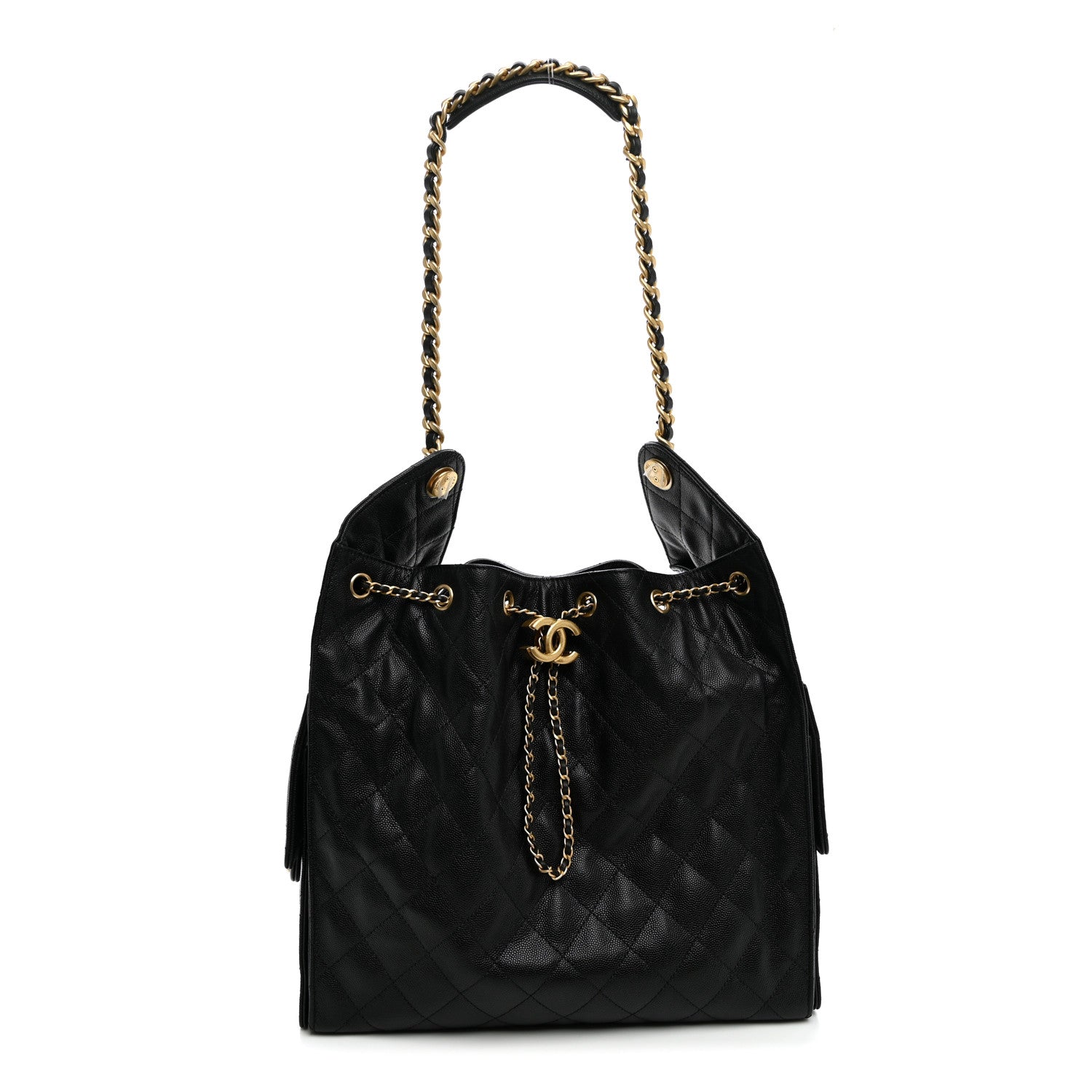 Caviar Quilted Medium Chanel 25 Handbag Black