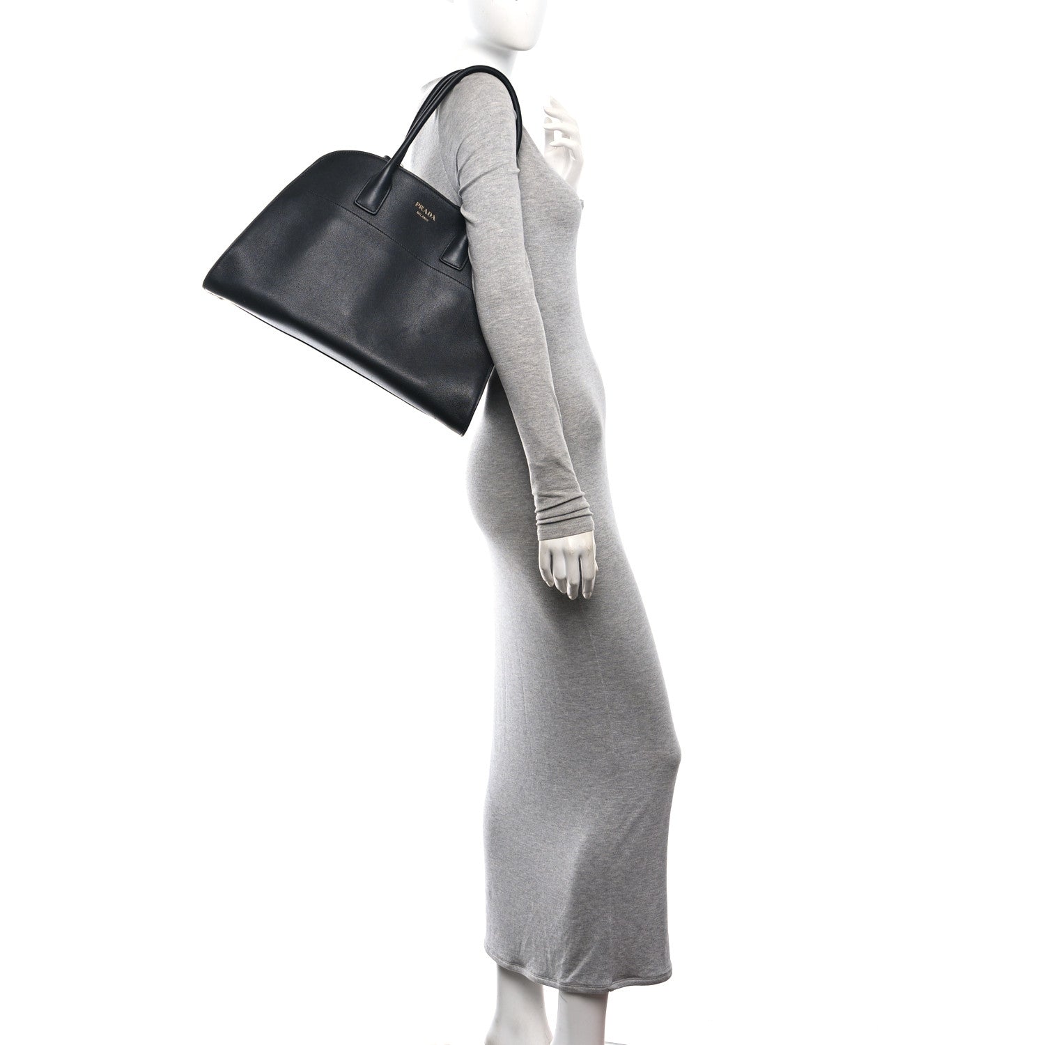 Soft Grain Calfskin Large Tote Bag Black — view 2