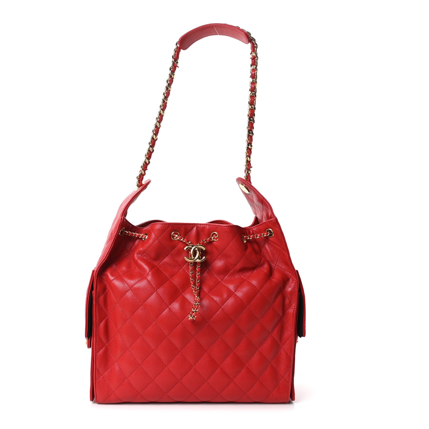 Caviar Quilted Medium Chanel 25 Handbag Red
