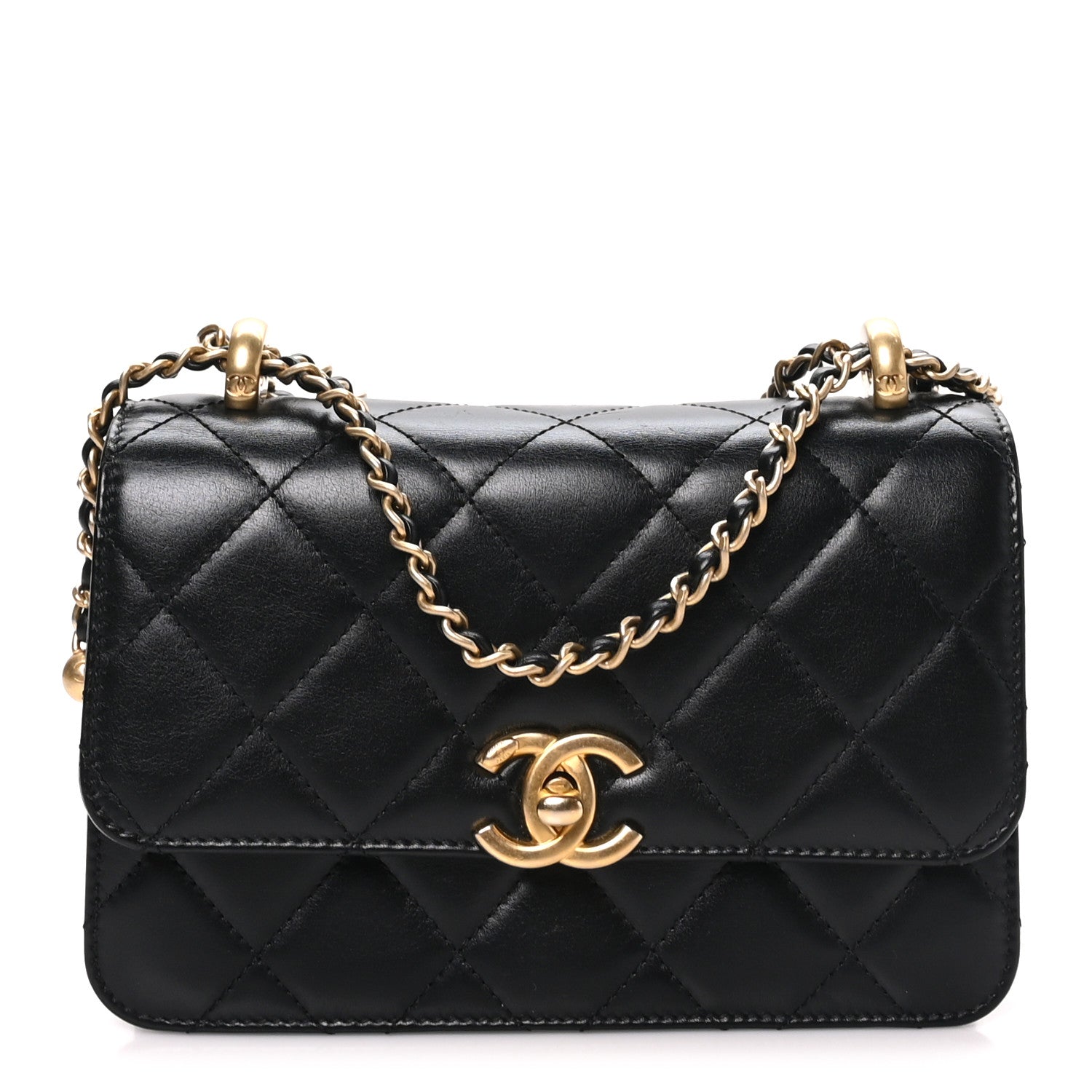 Calfskin Quilted Mini Perfect Fit Flap Black Black Black