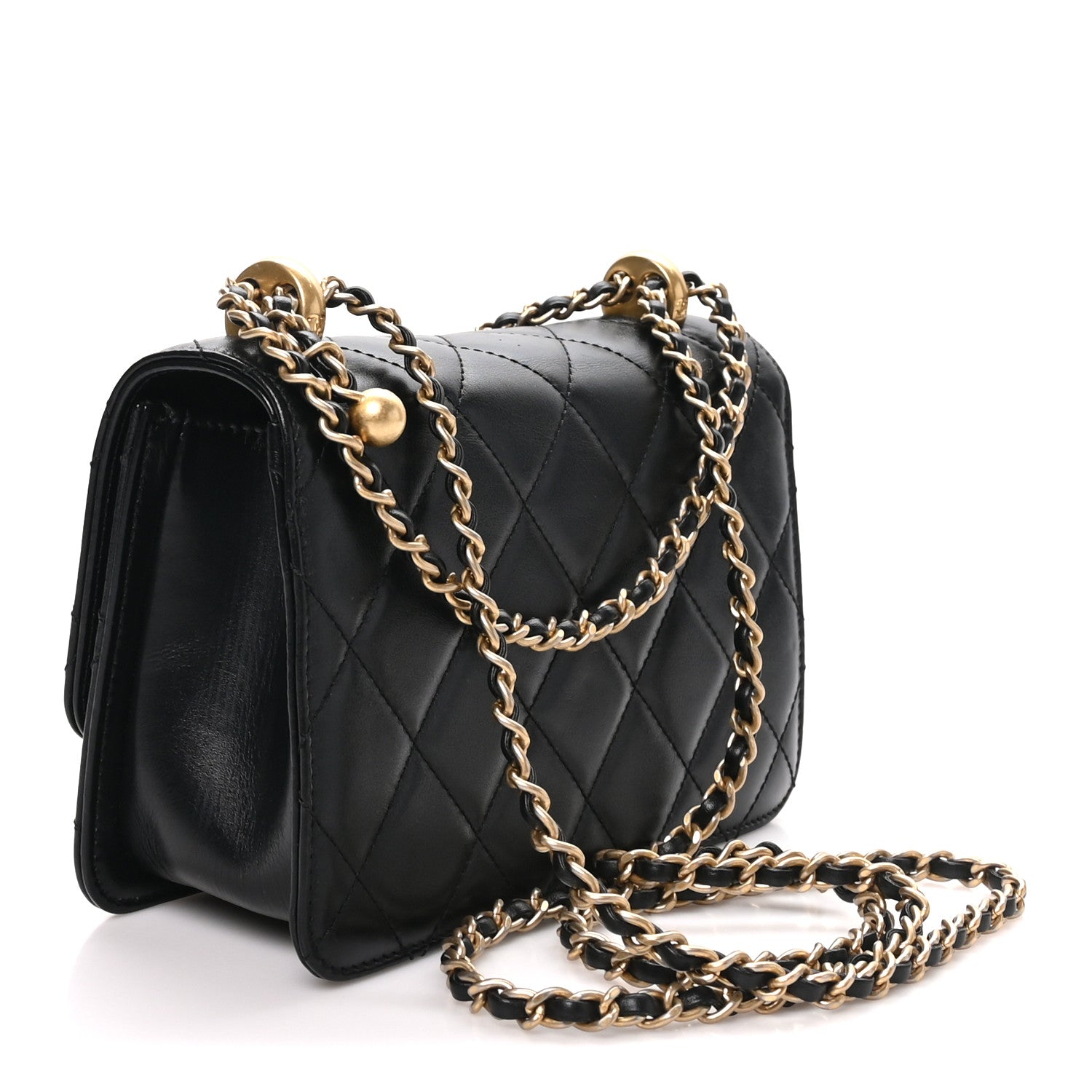 Calfskin Quilted Mini Perfect Fit Flap Black Black Black — view 3