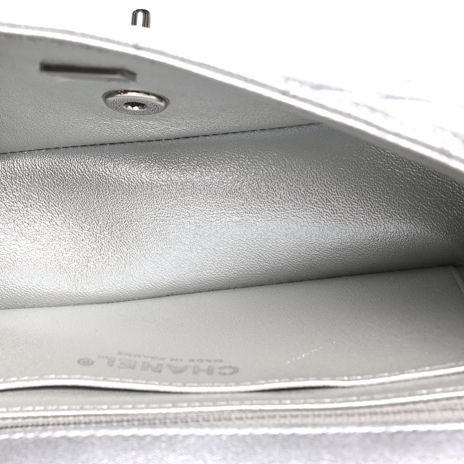 Metallic Lambskin Quilted Mini Rectangular Flap Silver — view 5