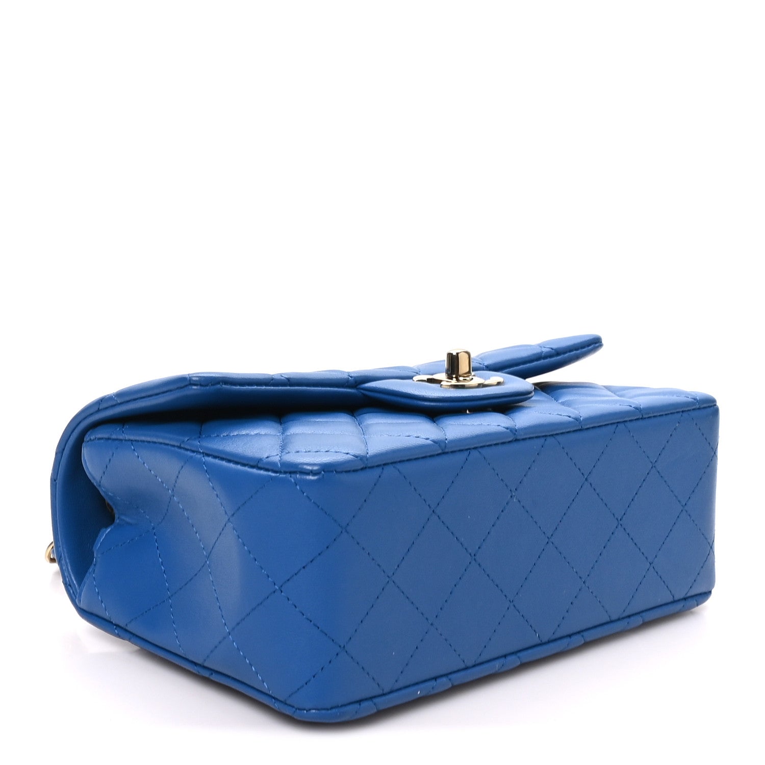 Lambskin Quilted Mini Rectangular Flap Blue — view 4