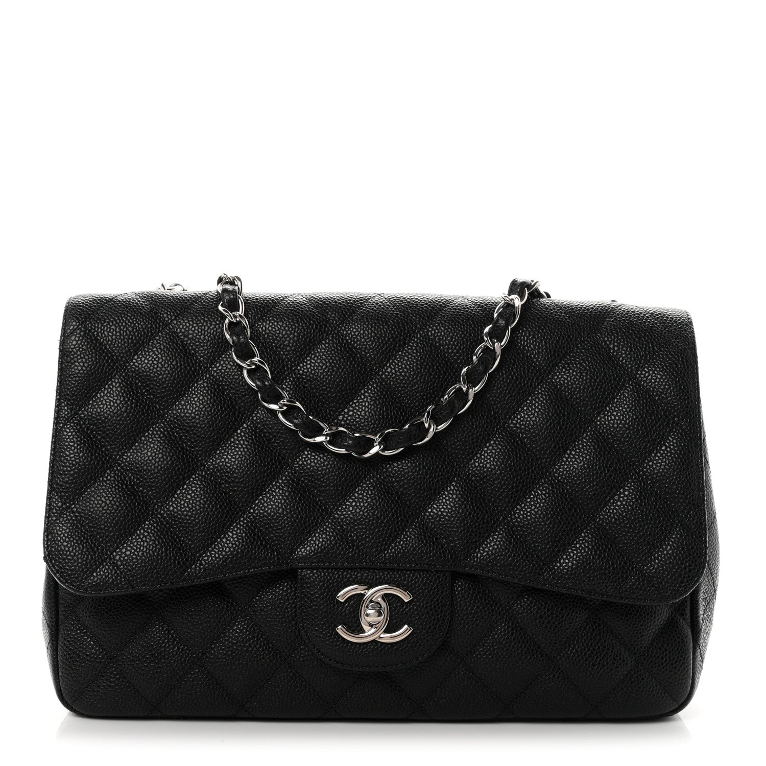 Caviar Quilted Jumbo Single Flap Black