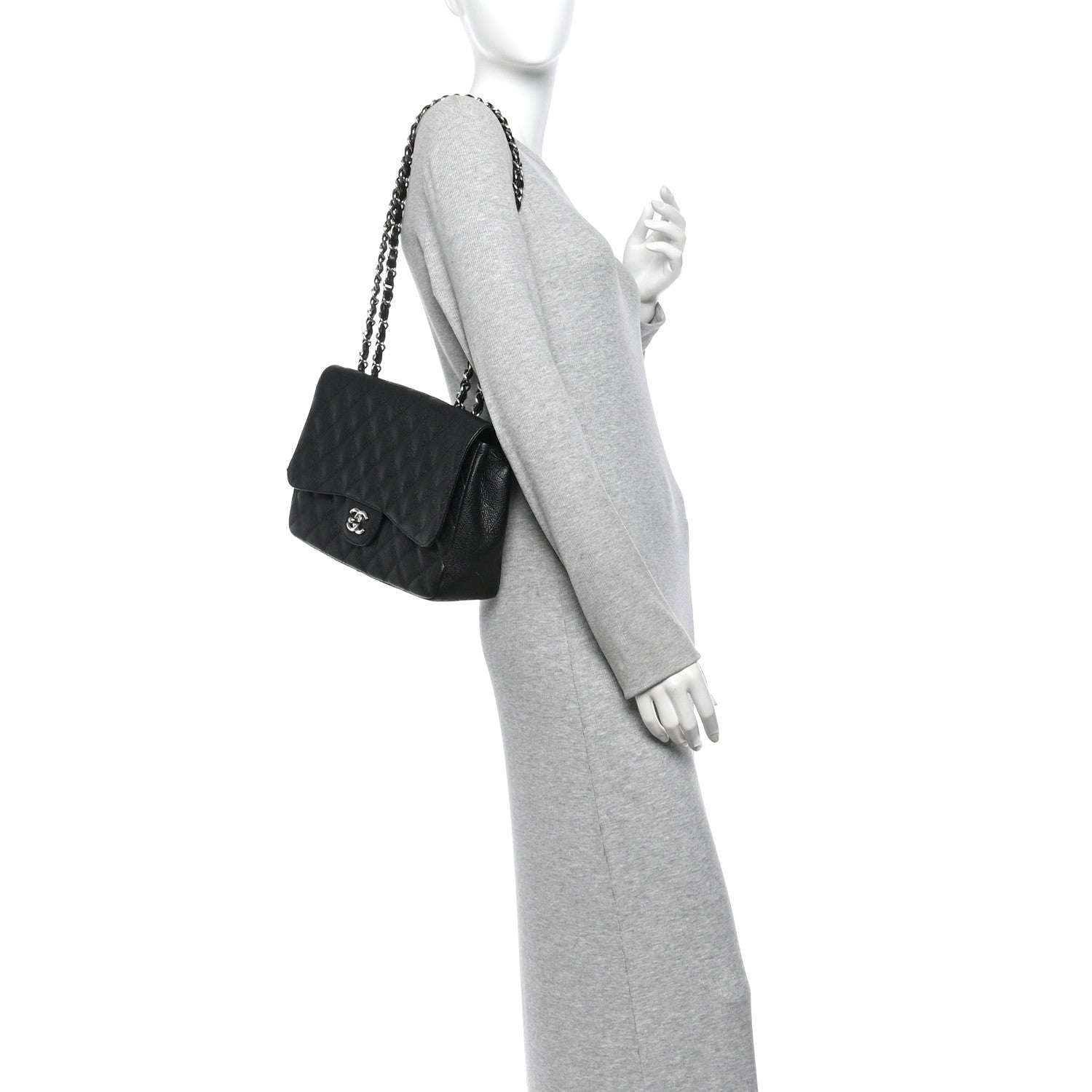Caviar Quilted Jumbo Single Flap Black — view 2