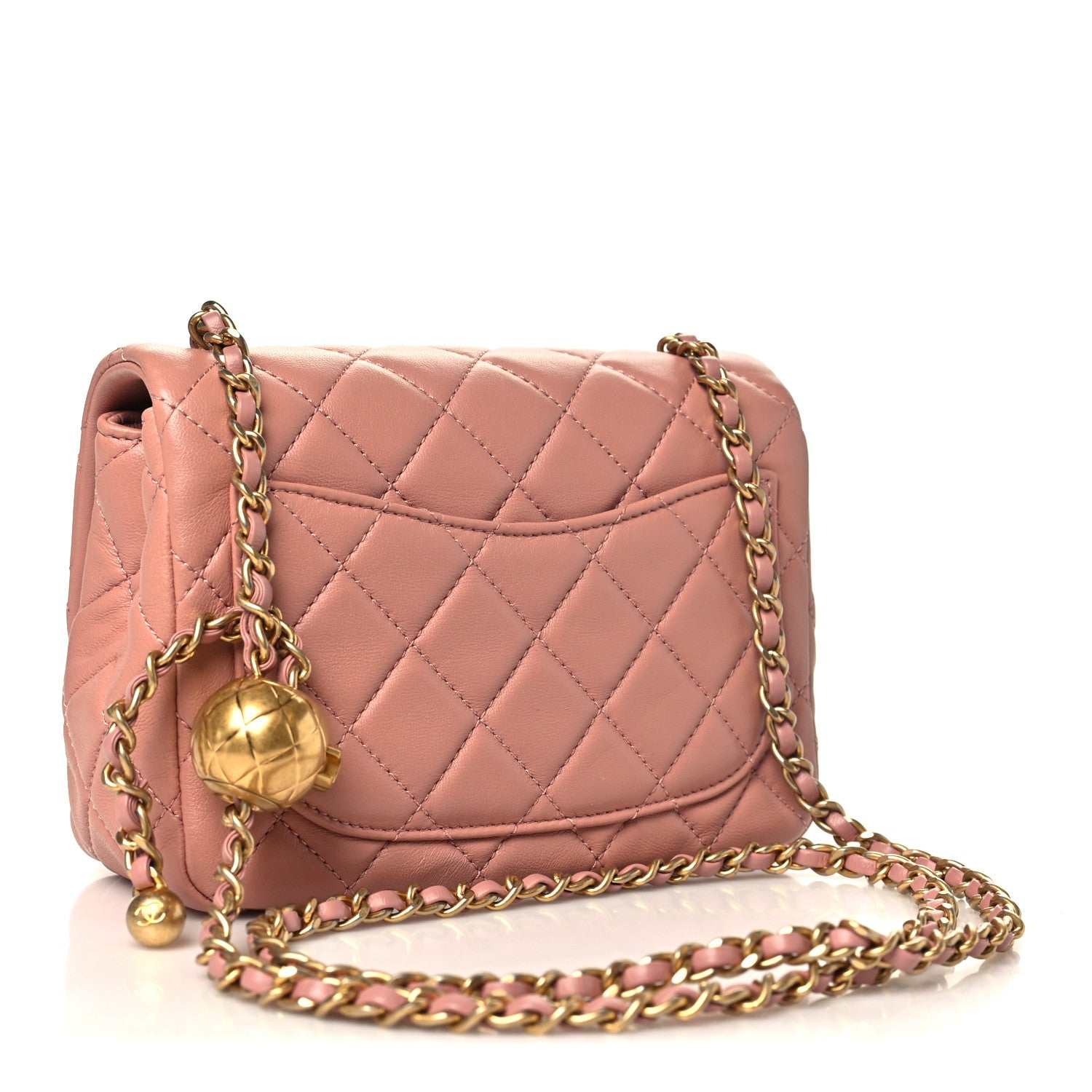Lambskin Quilted Mini Pearl Crush Flap Pink — view 3