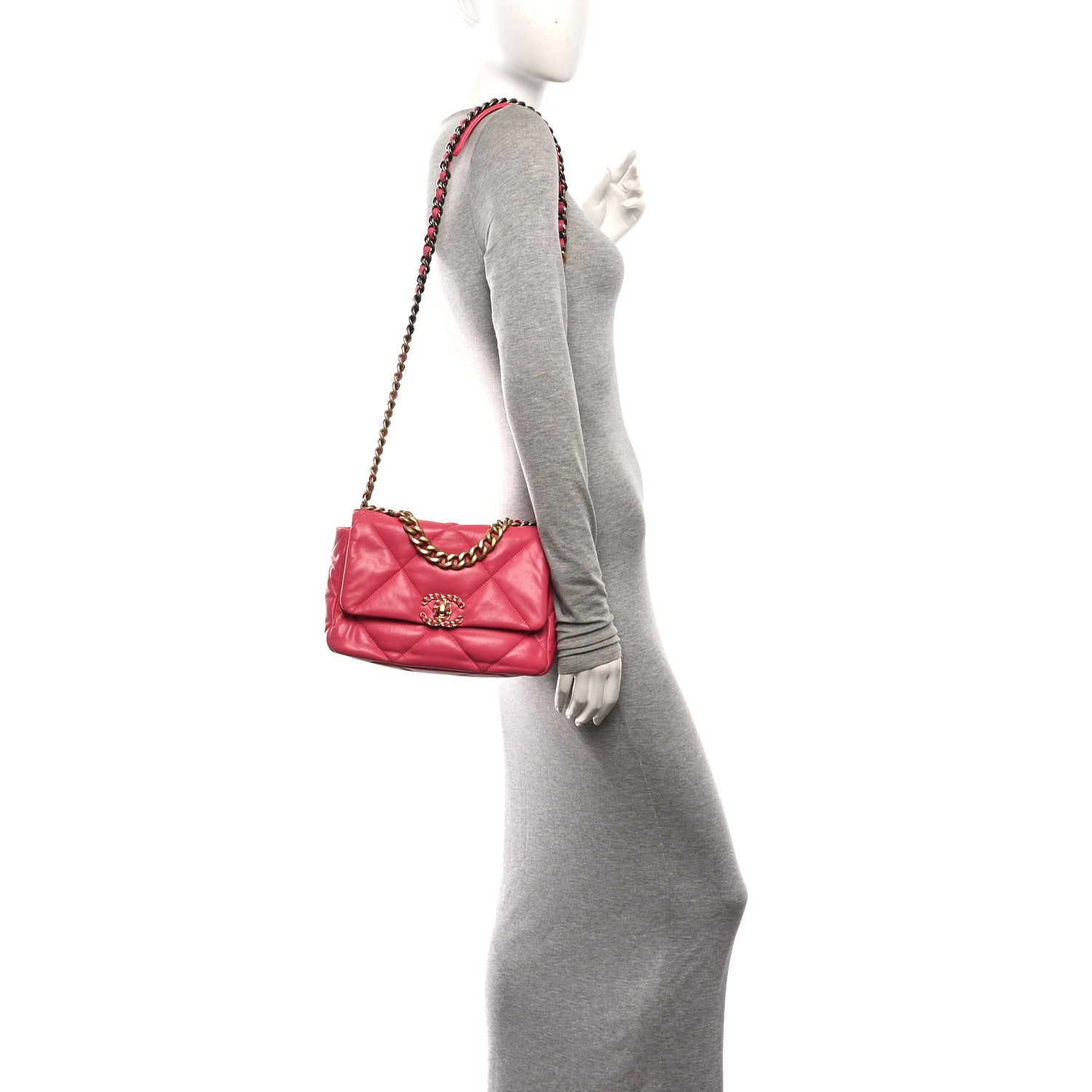 Goatskin Quilted Medium Chanel 19 Flap Pink — view 2