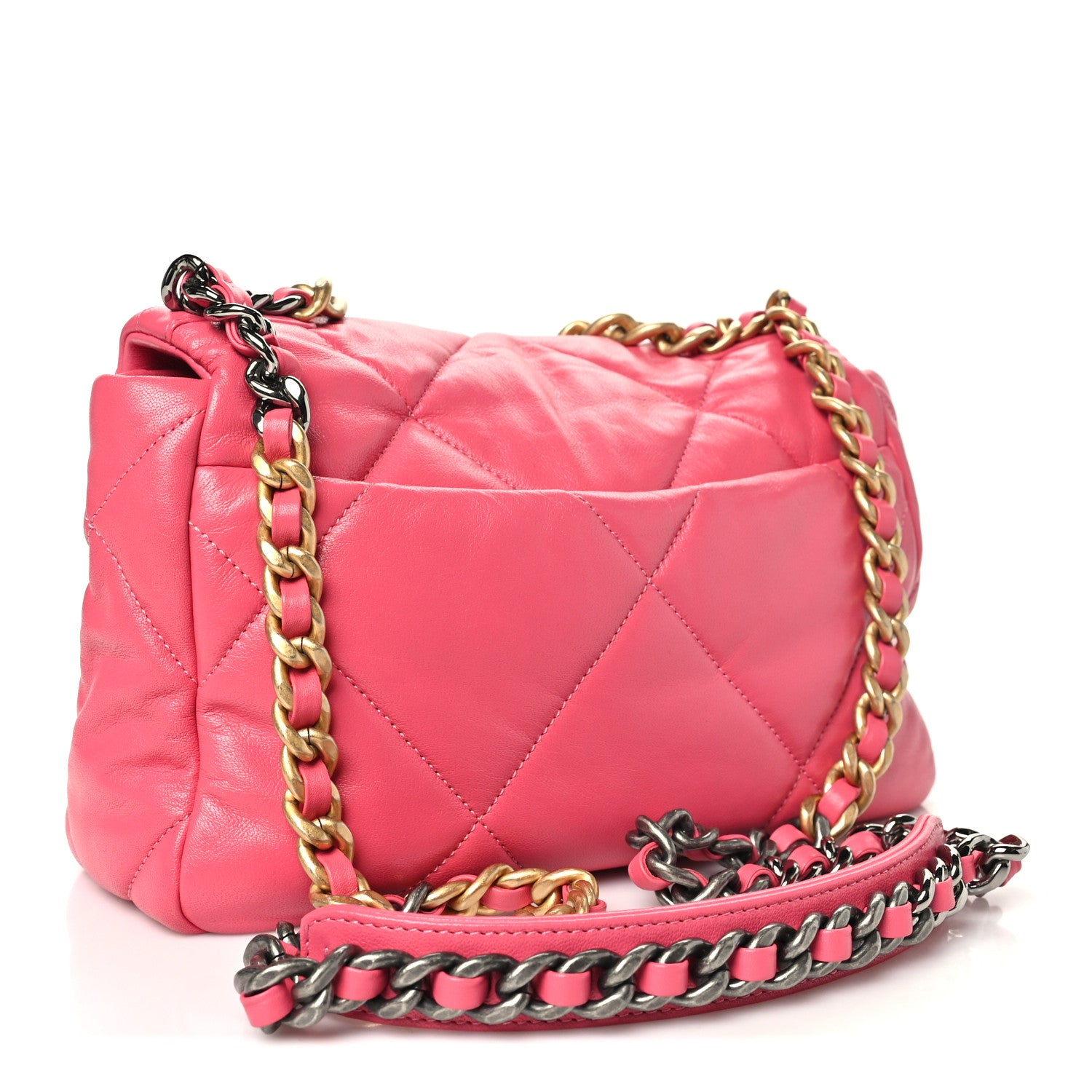 Goatskin Quilted Medium Chanel 19 Flap Pink — view 3