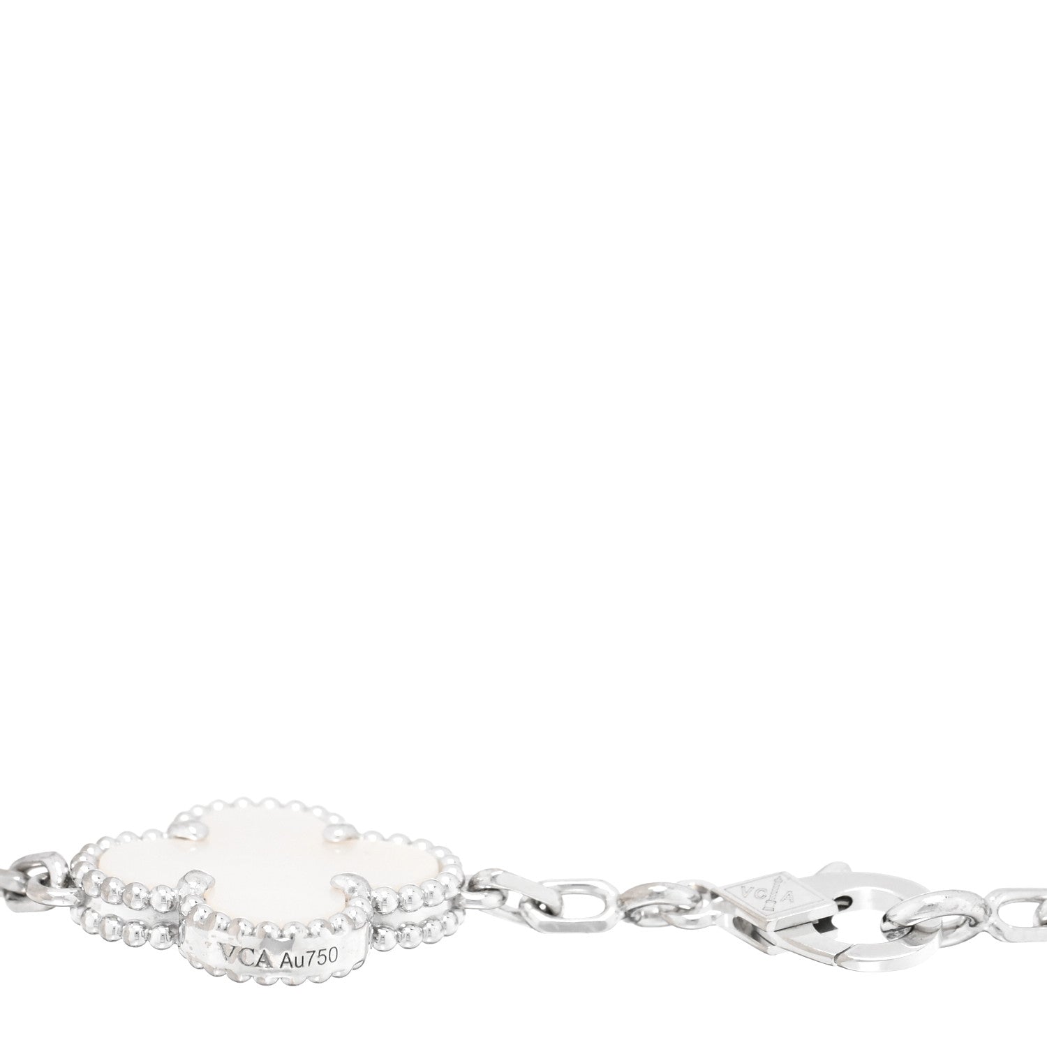 18K White Gold Mother of Pearl 5 Motifs Vintage Alhambra Bracelet — view 3