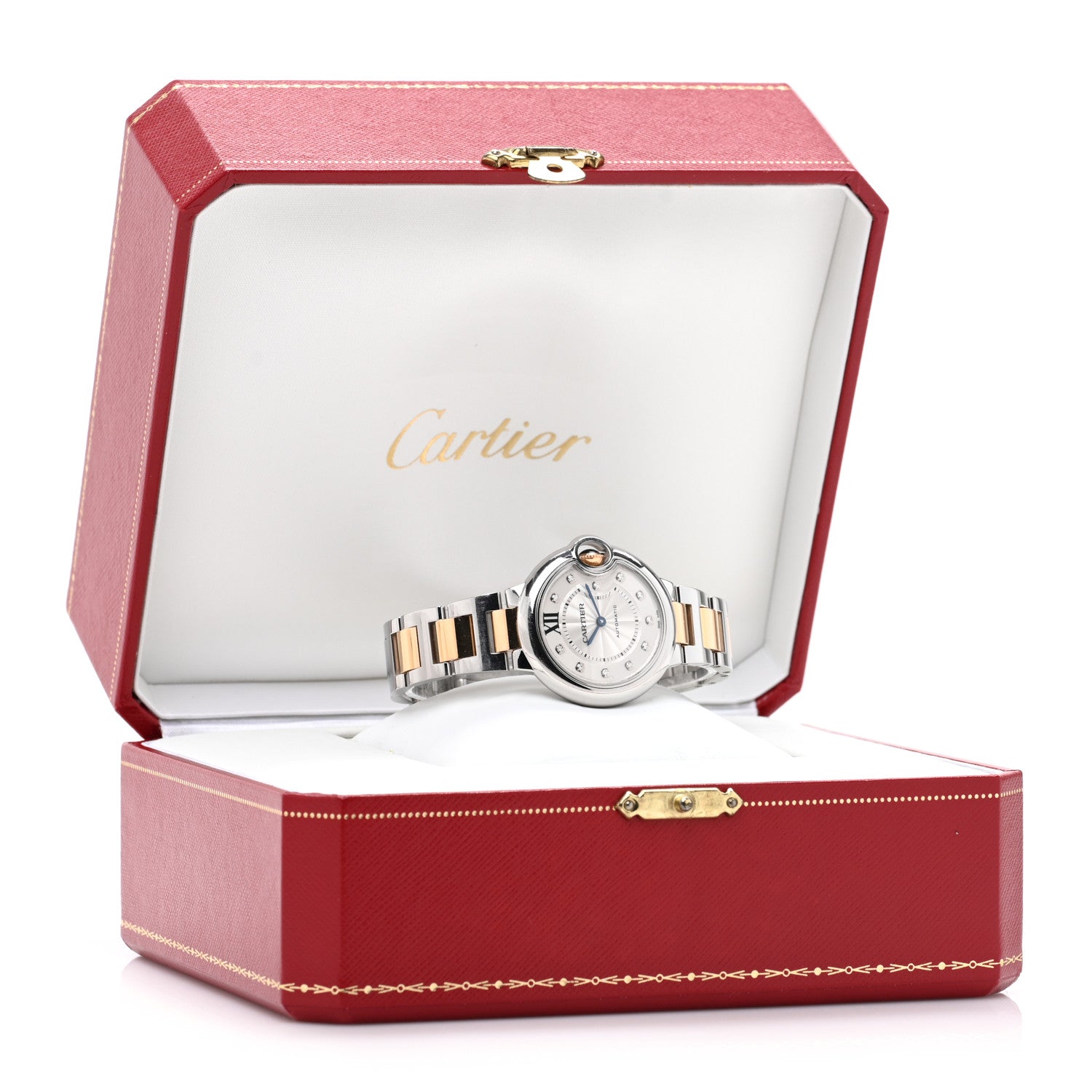 Stainless Steel 18K Yellow Gold Diamond 33mm Ballon Bleu De Cartier Automatic Watch — view 5