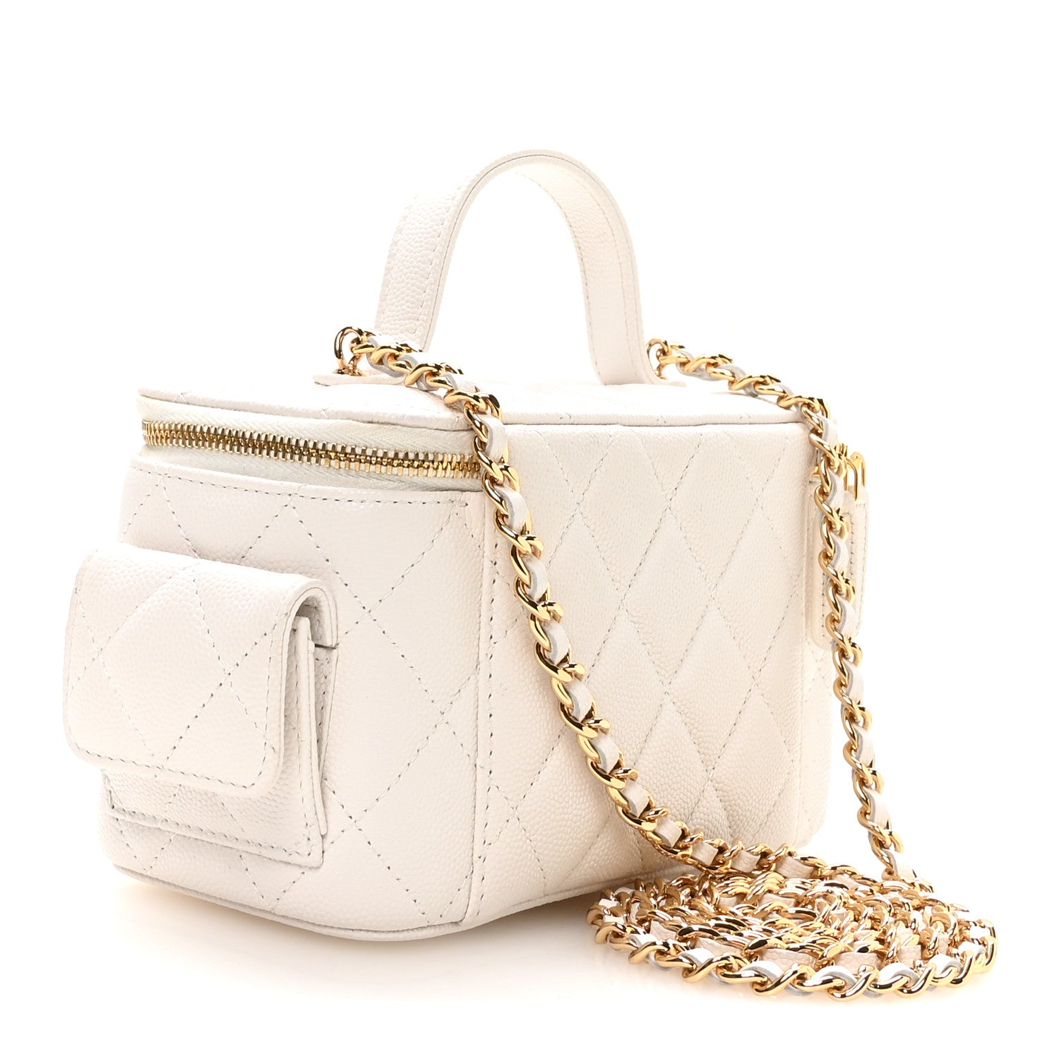 Caviar Quilted Polly Pocket East West Top Vanity With Chain White — view 2