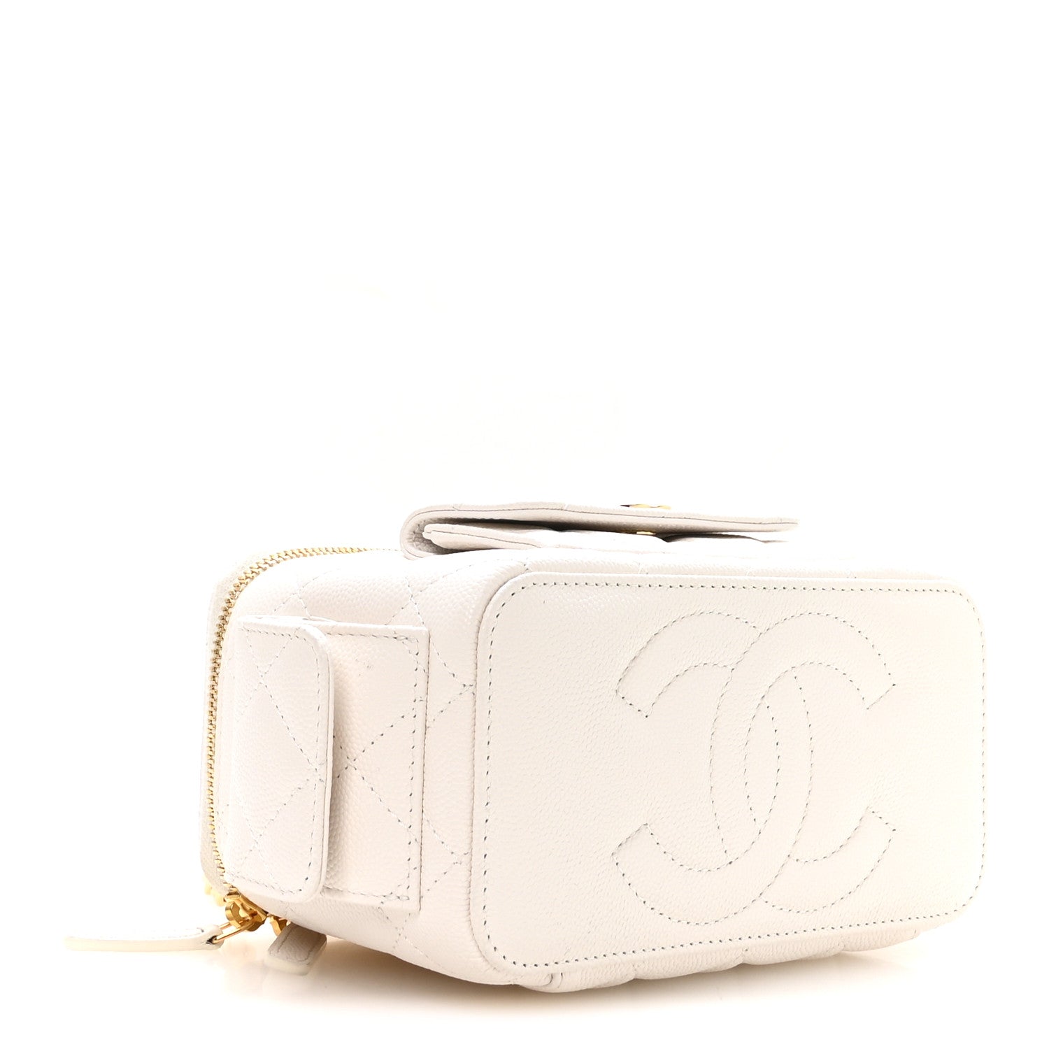 Caviar Quilted Polly Pocket East West Top Vanity With Chain White — view 3