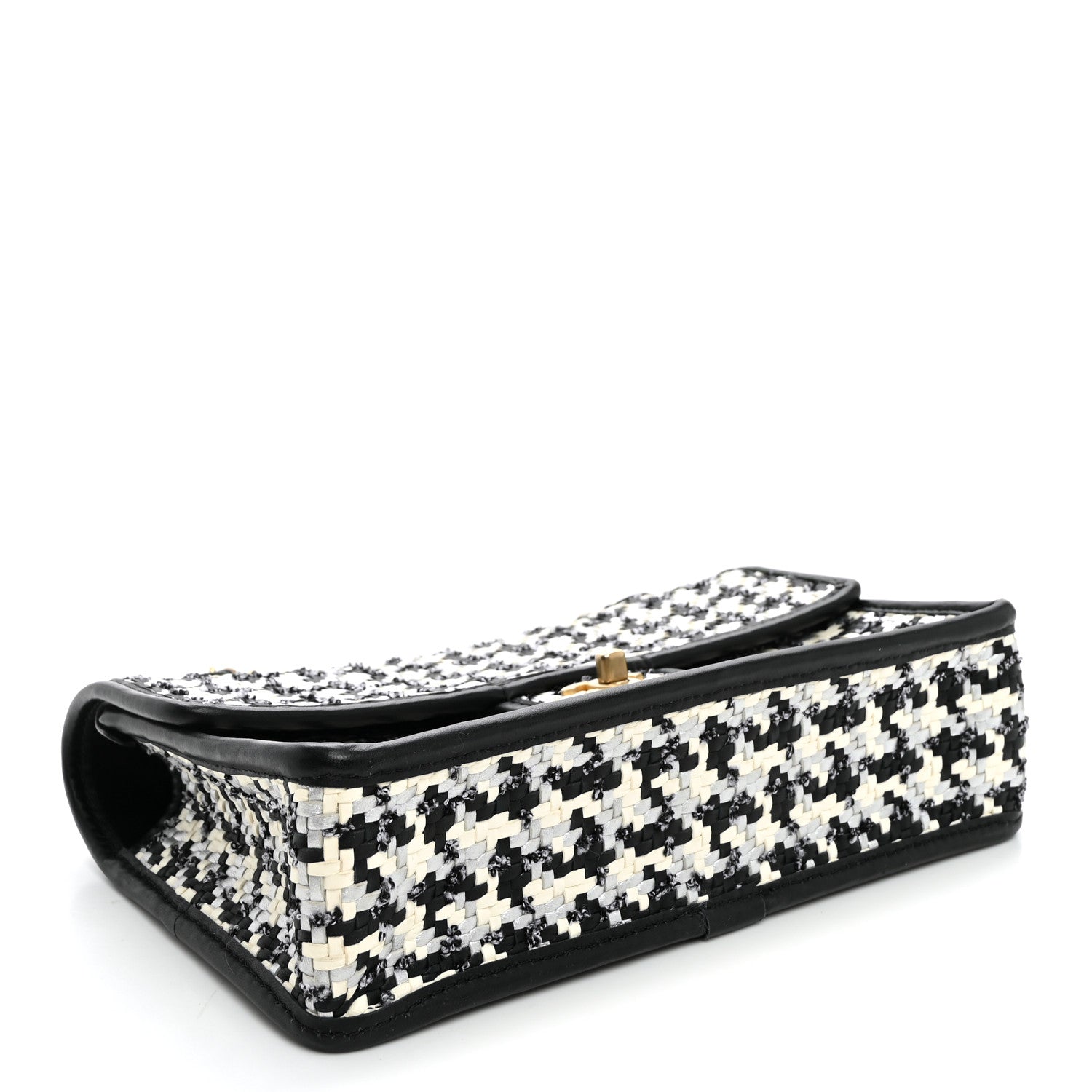 Metallic Lambskin Viscose Woven Flap Silver Black — view 4