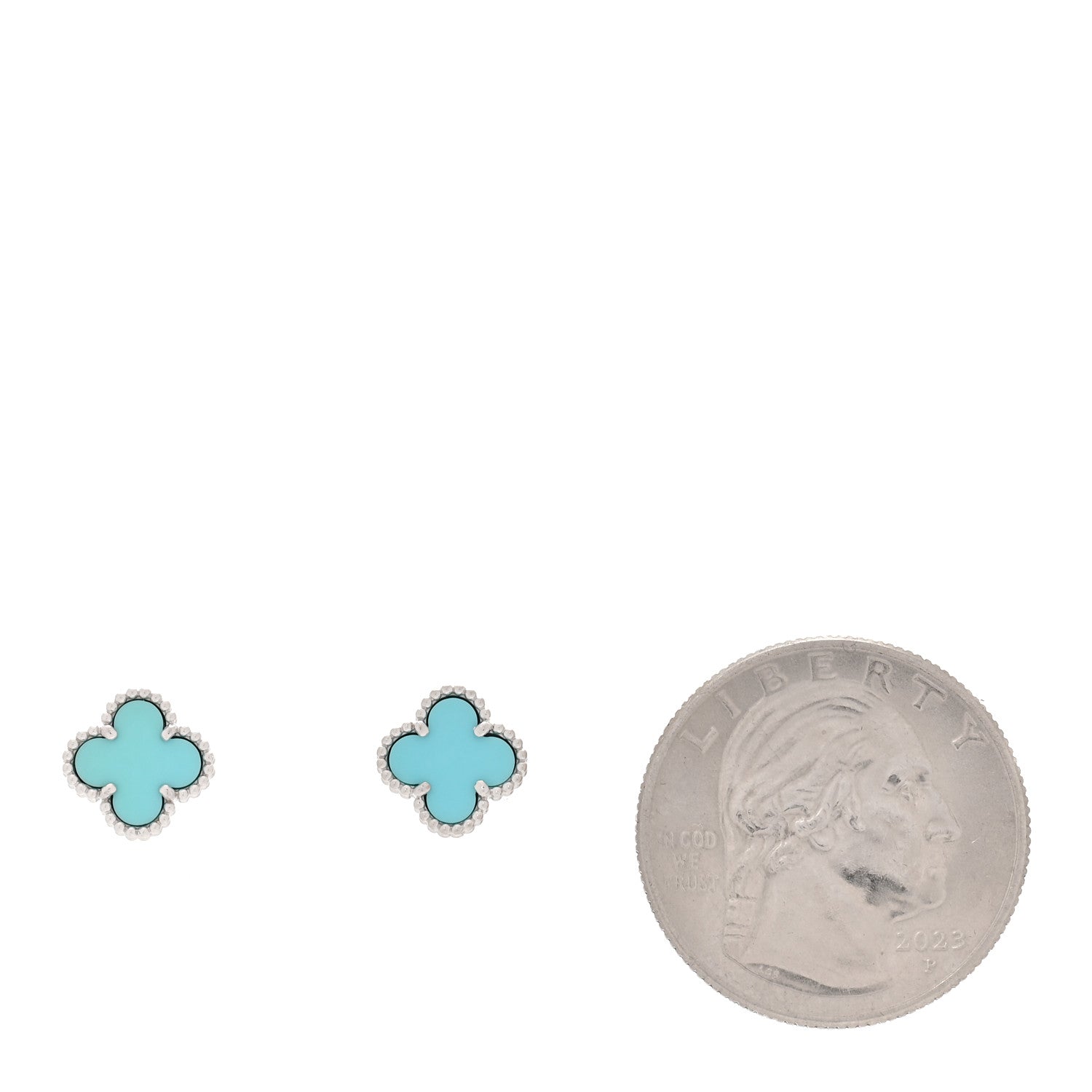18K White Gold Turquoise Sweet Alhambra Earrings — view 2