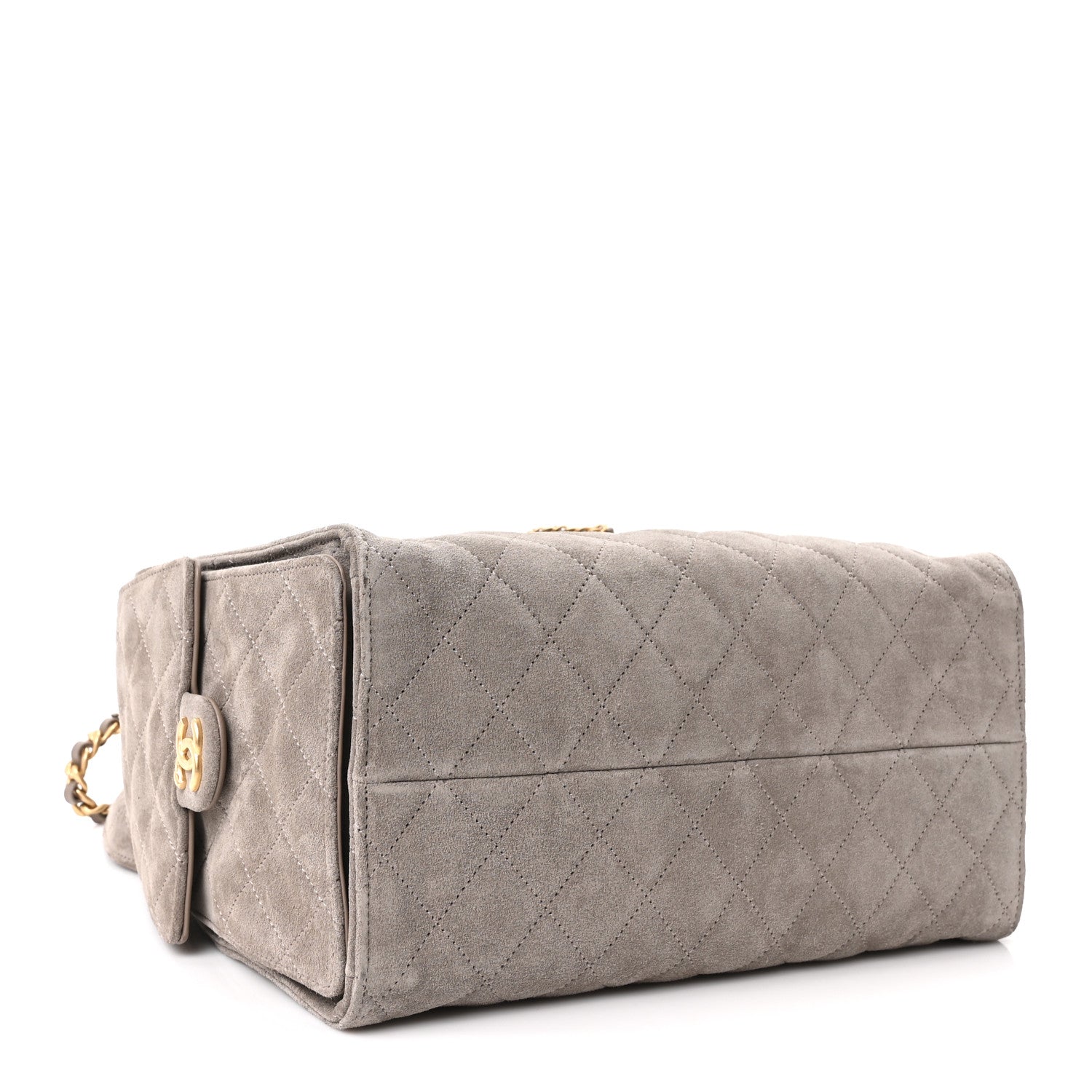 Suede Quilted Medium Chanel 25 Handbag Grey — view 5
