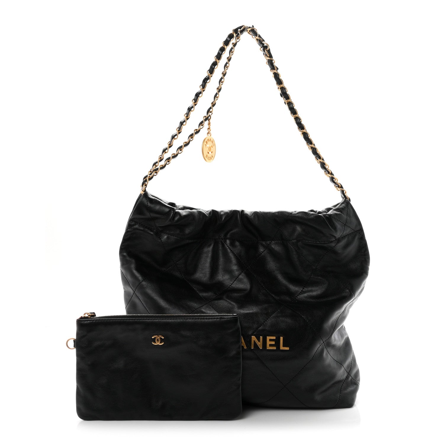 Shiny Calfskin Quilted Small Chanel 22 Black — view 3