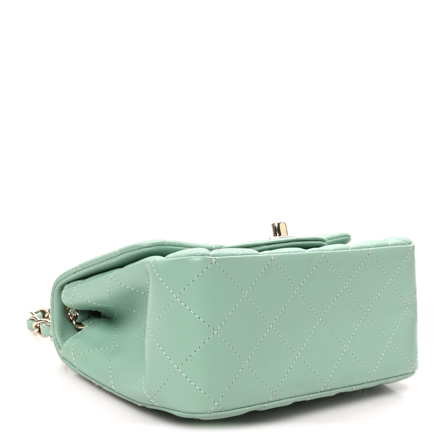 Lambskin Quilted Mini Square Flap Light Green — view 4