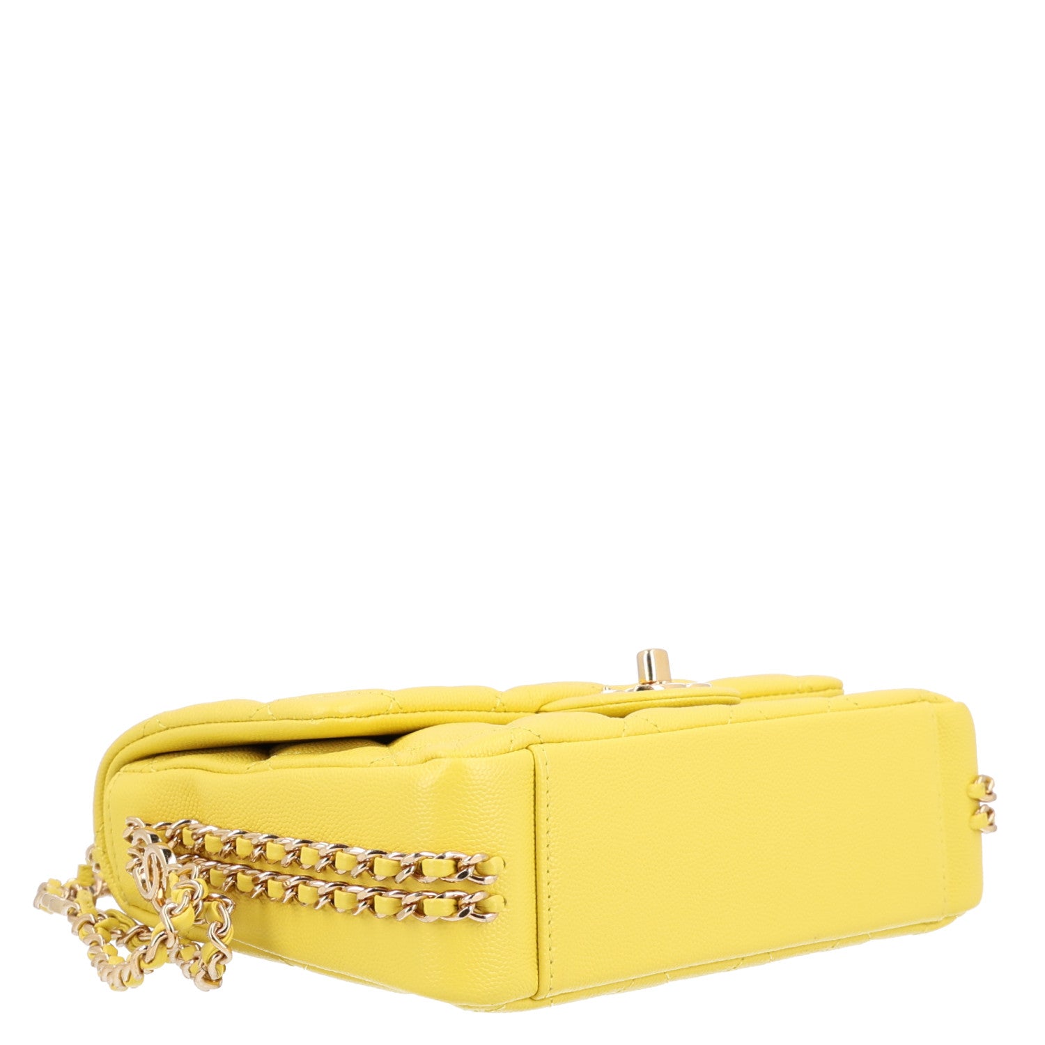 Caviar Quilted Mini CC You Flap Yellow — view 4
