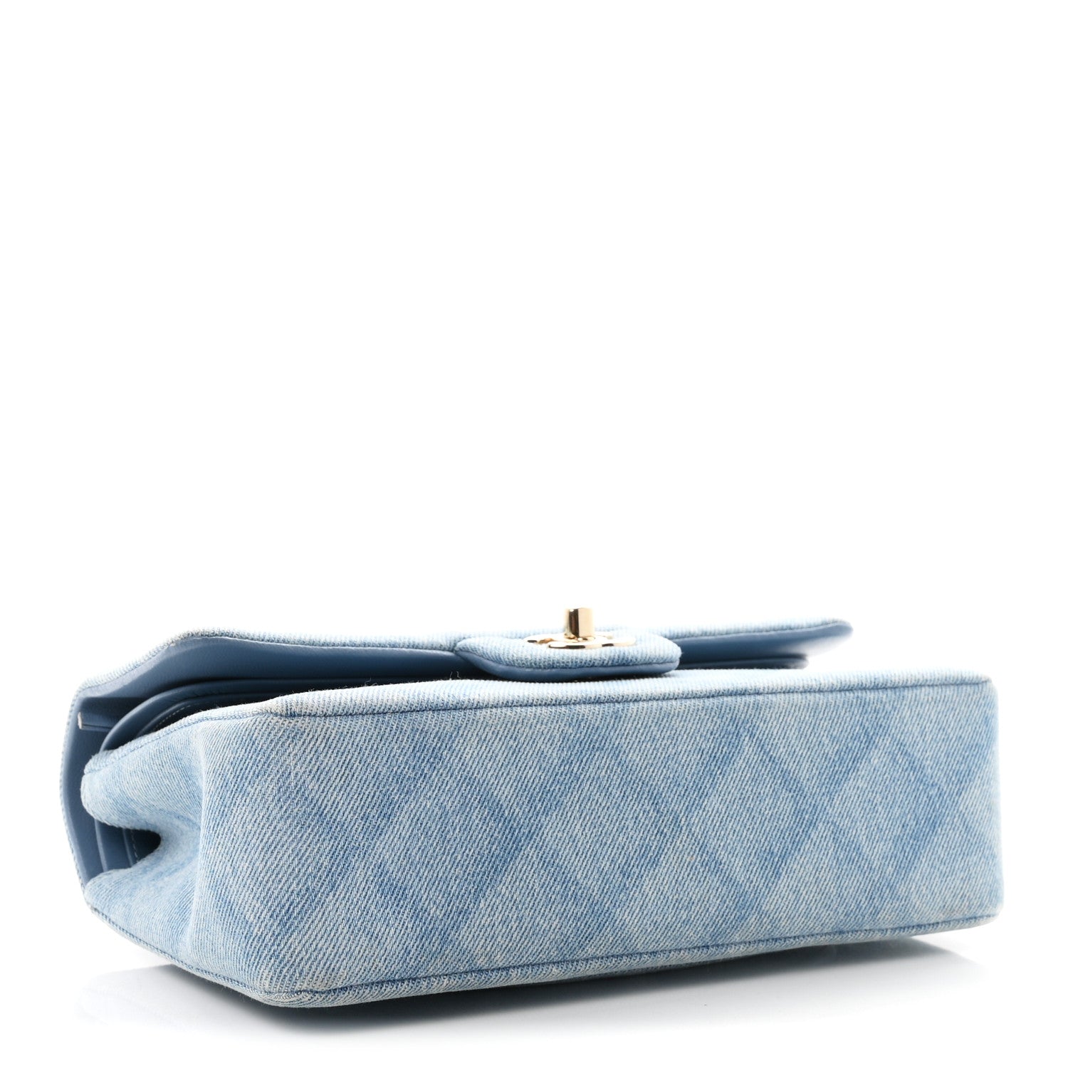 Printed Denim Quilted Small Double Flap Light Blue — view 4