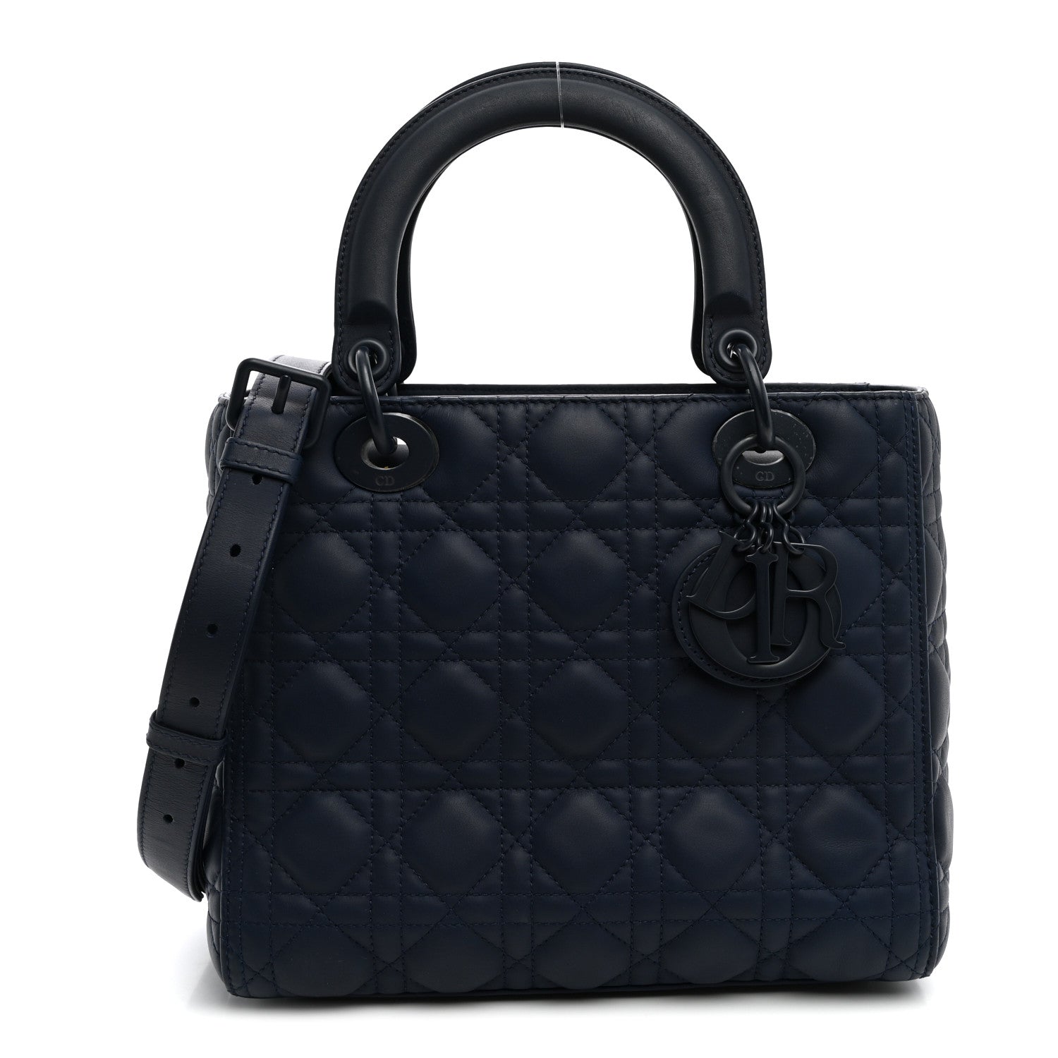 Ultra Matte Calfskin Cannage Medium Lady Dior Blue