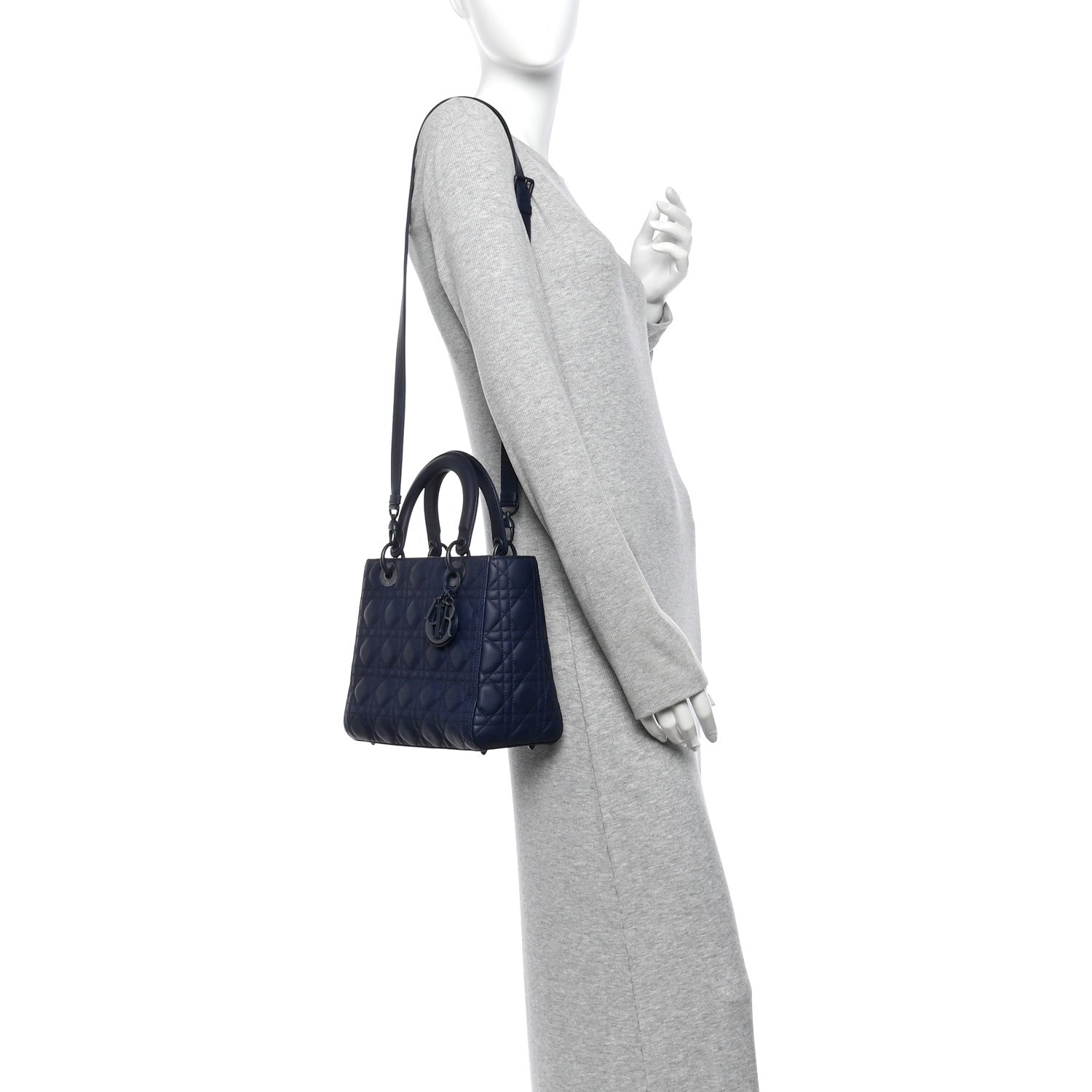 Ultra Matte Calfskin Cannage Medium Lady Dior Blue — view 2