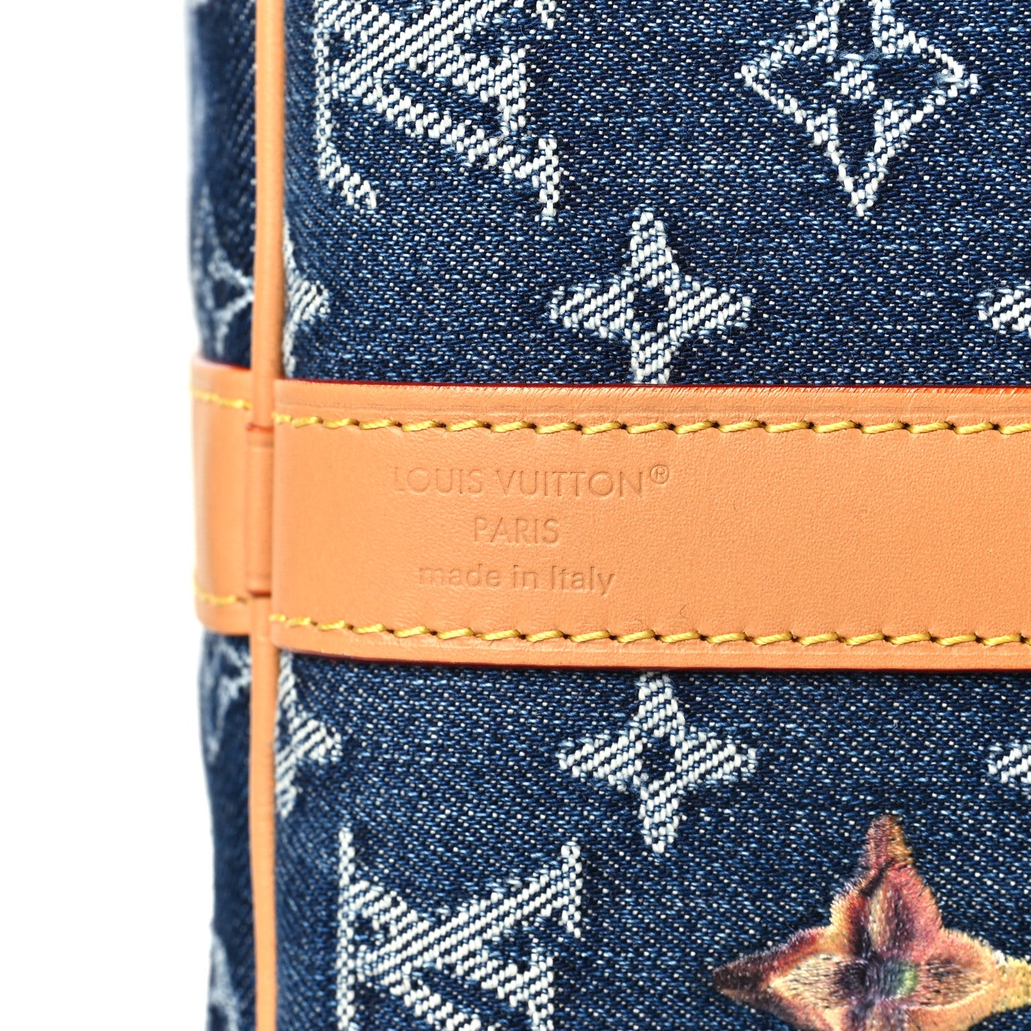 Denim Monogram Flowers Keepall Bandouliere 50 Blue — view 5
