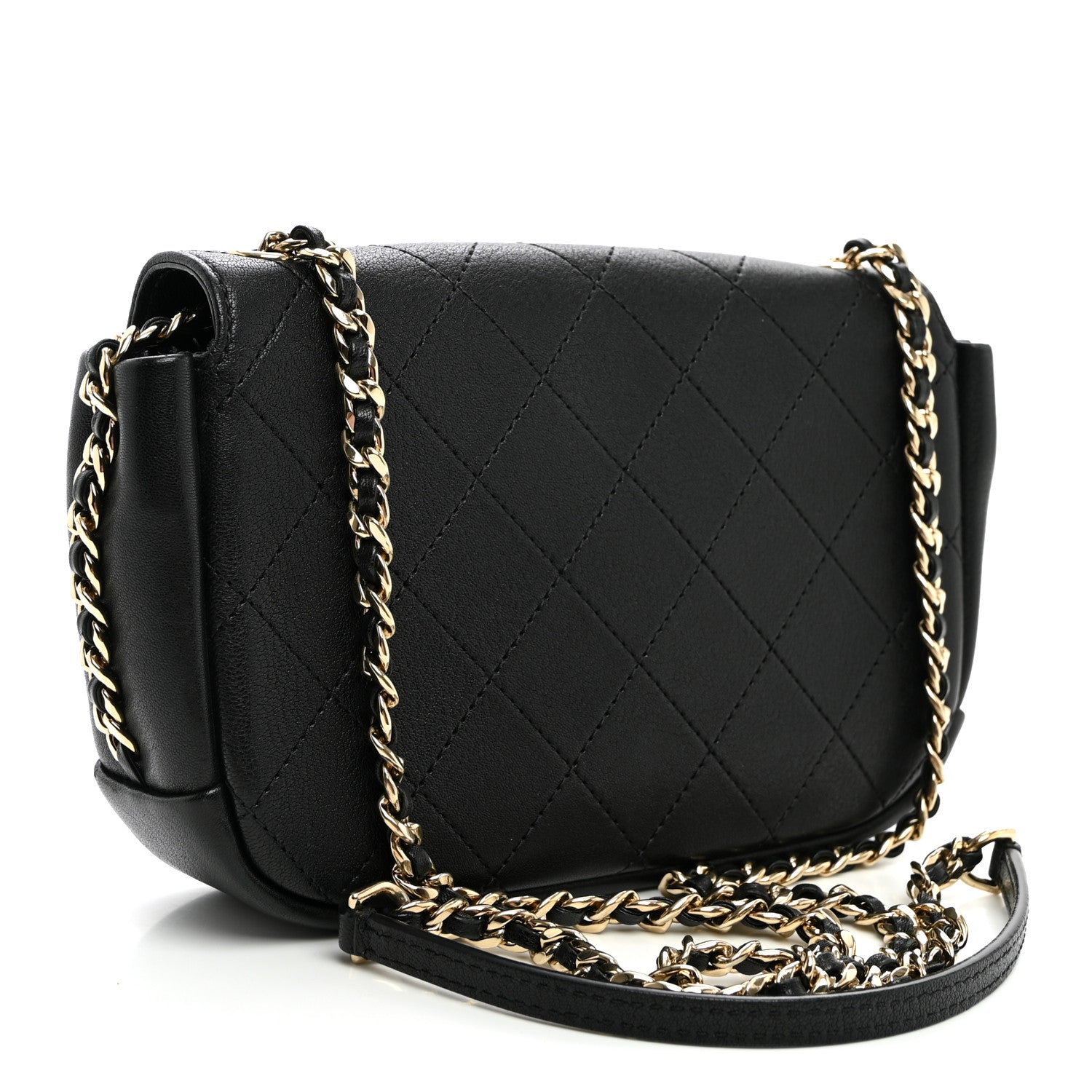 Goatskin Stitched Casual Trip Single Flap Black — view 3