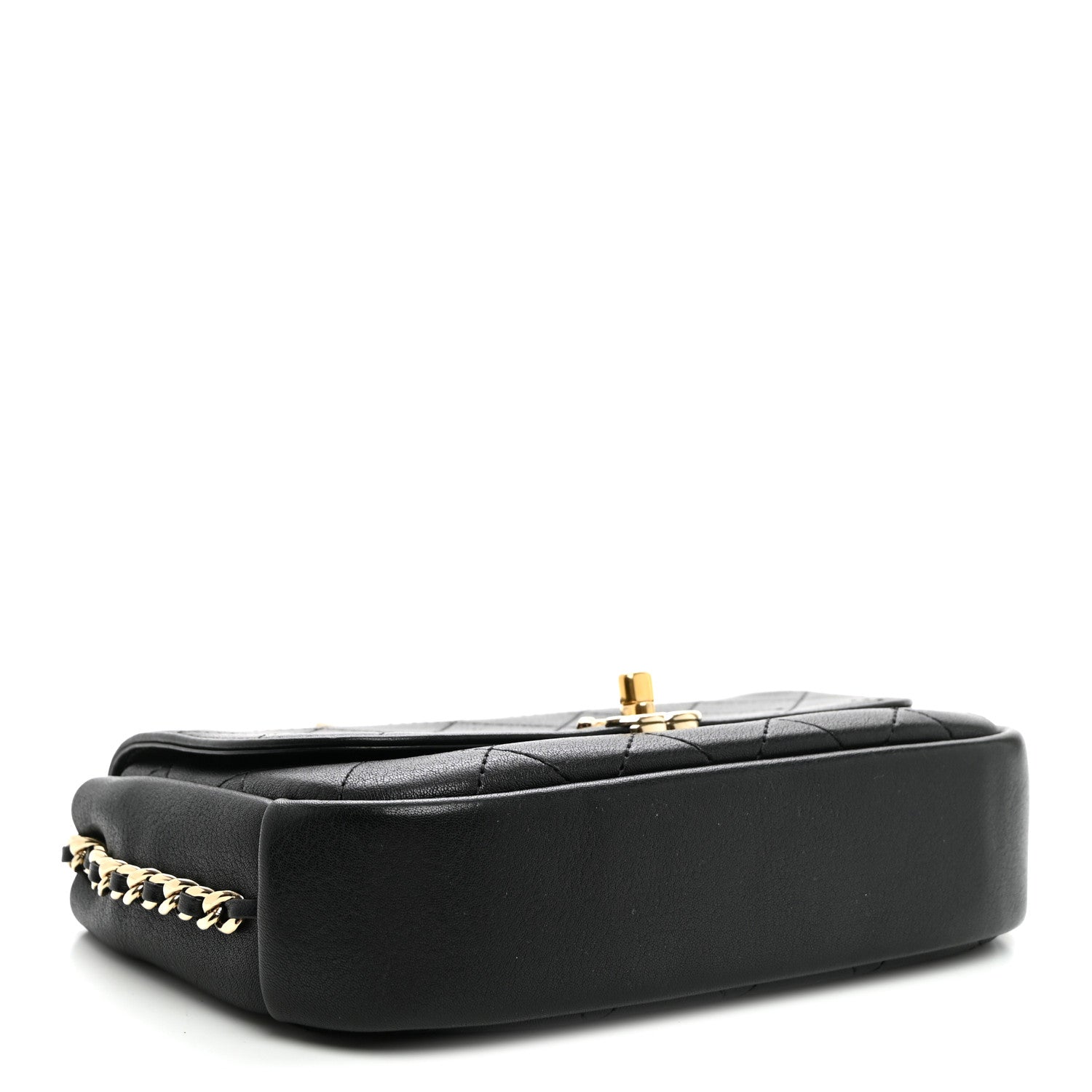 Goatskin Stitched Casual Trip Single Flap Black — view 4