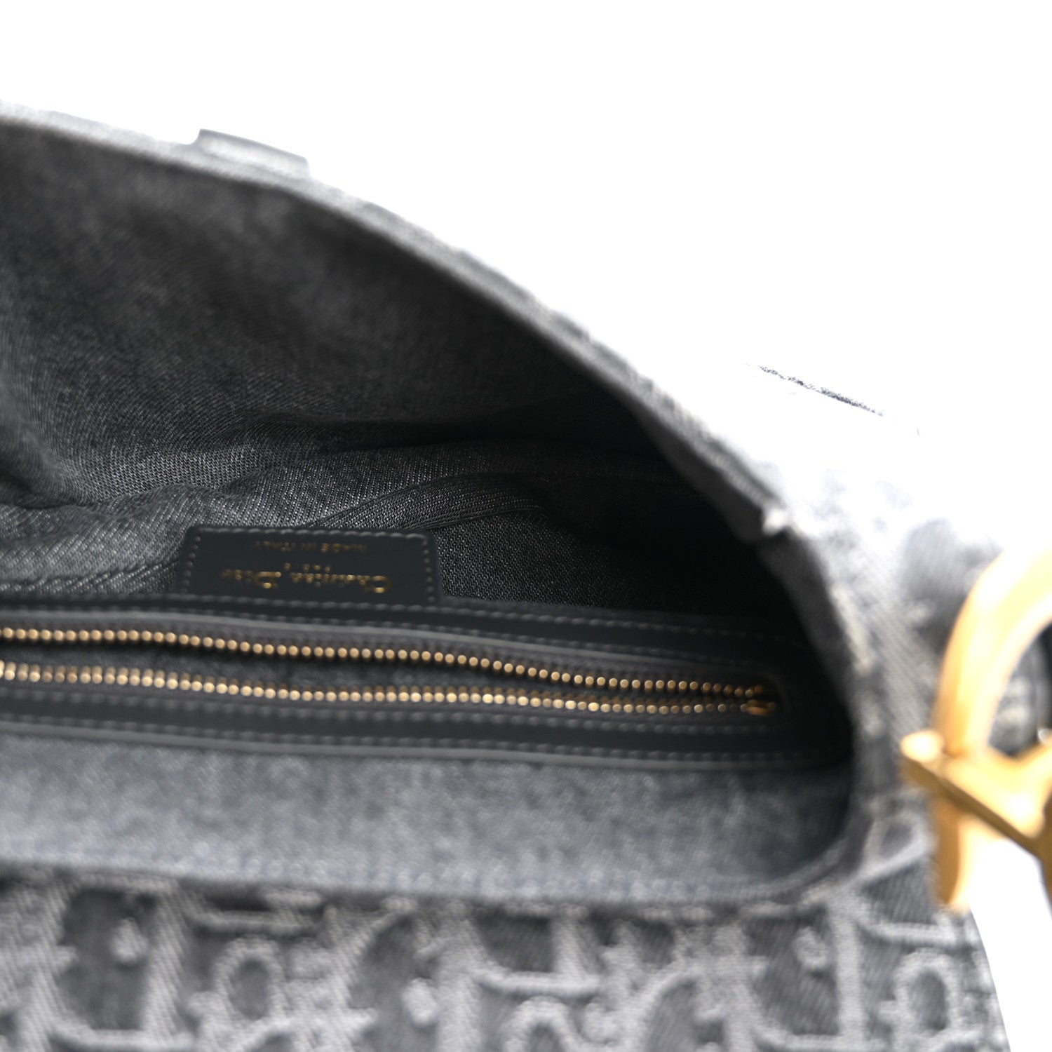 Denim Oblique Jacquard Saddle Bag With Strap Grey — view 4
